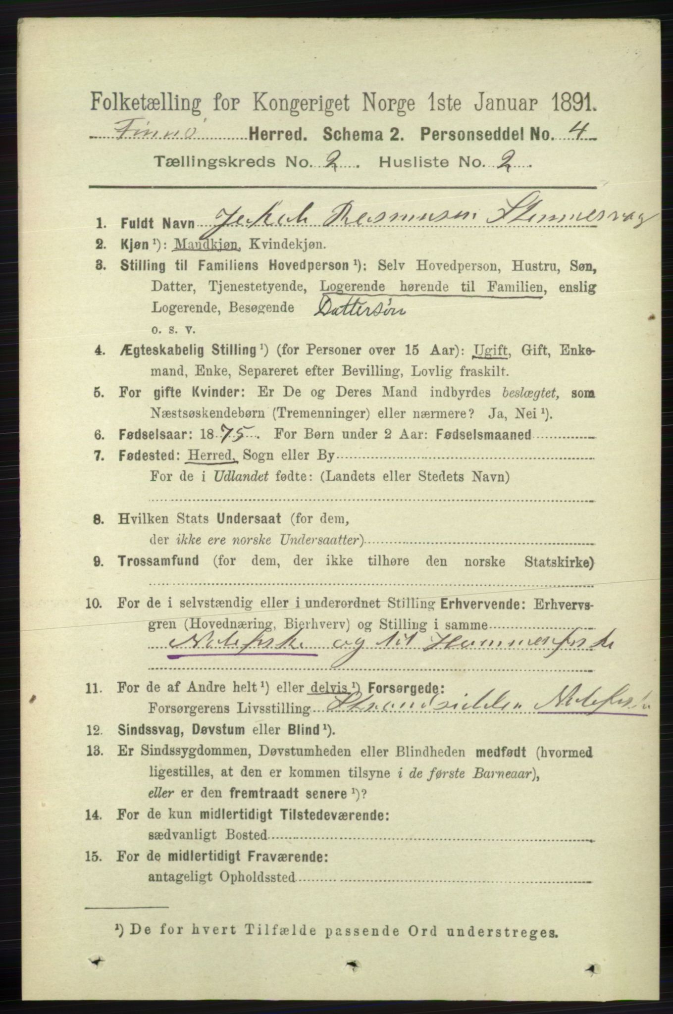 RA, 1891 census for 1141 Finnøy, 1891, p. 230