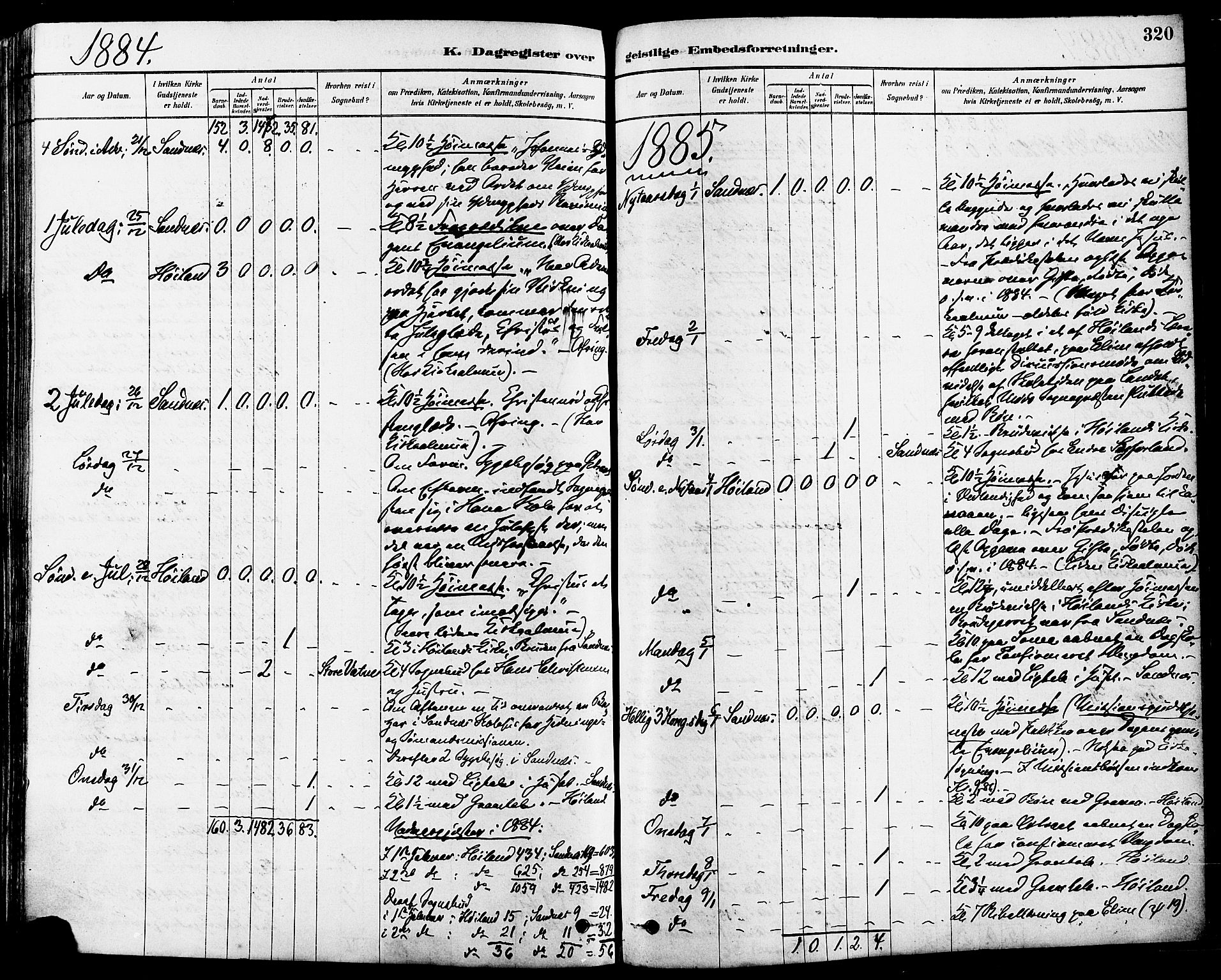 Høyland sokneprestkontor, SAST/A-101799/001/30BA/L0011: Parish register (official) no. A 10, 1878-1888, p. 320