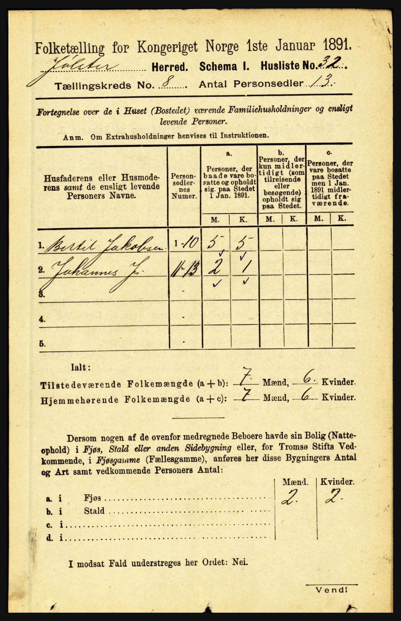 RA, 1891 census for 1431 Jølster, 1891, p. 2794