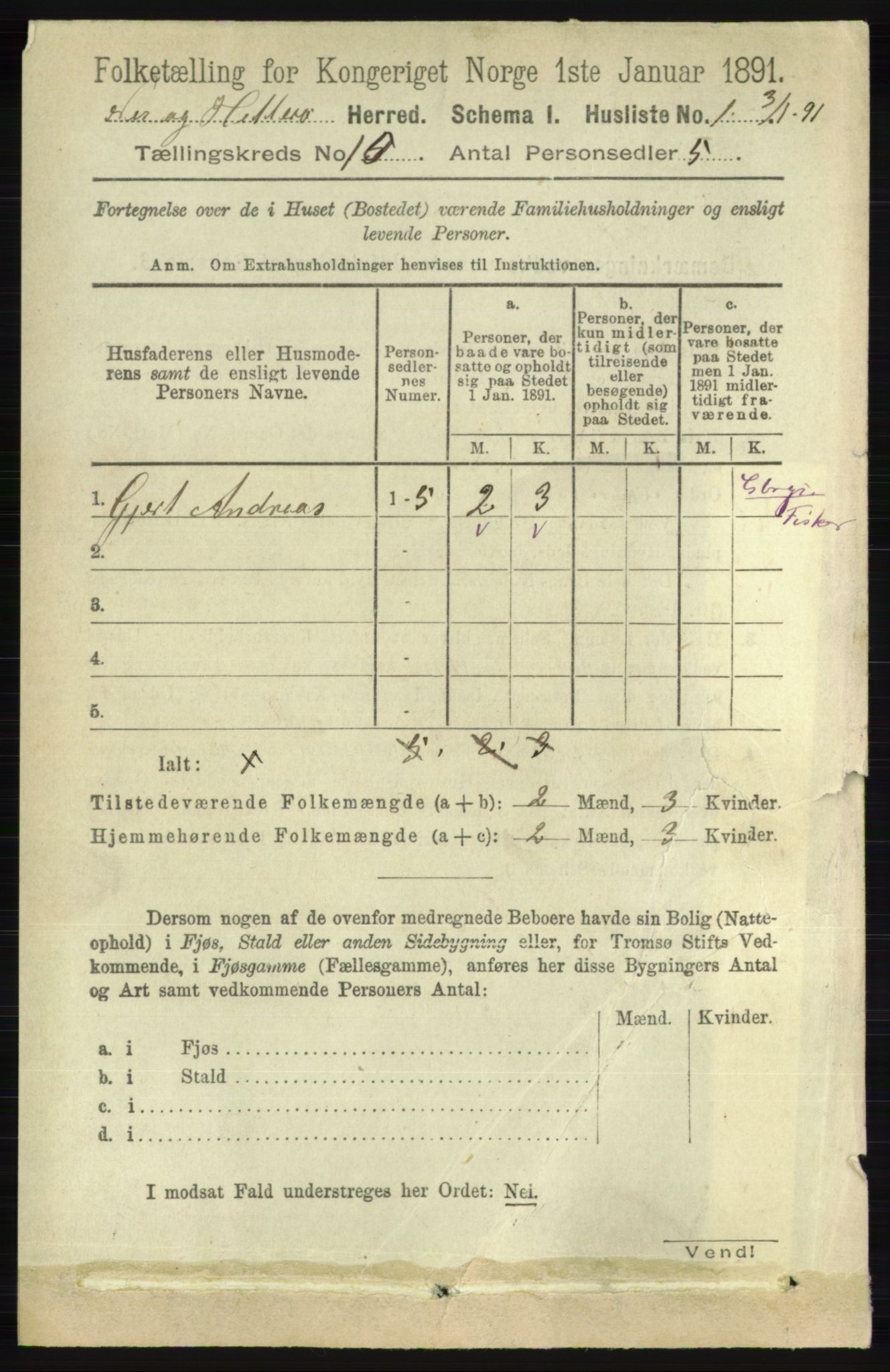 RA, 1891 census for 1043 Hidra og Nes, 1891, p. 4087