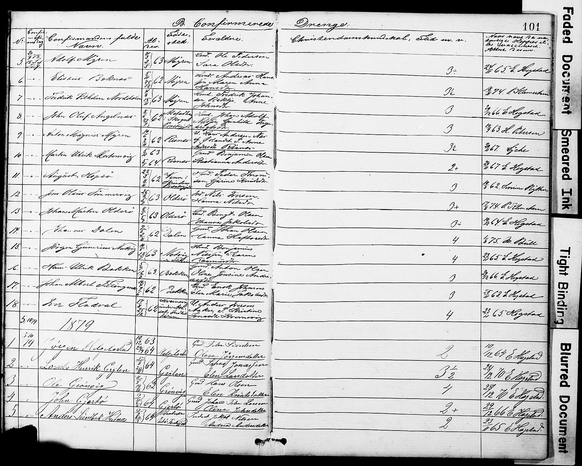 Ministerialprotokoller, klokkerbøker og fødselsregistre - Sør-Trøndelag, AV/SAT-A-1456/634/L0541: Parish register (copy) no. 634C03, 1874-1891, p. 101