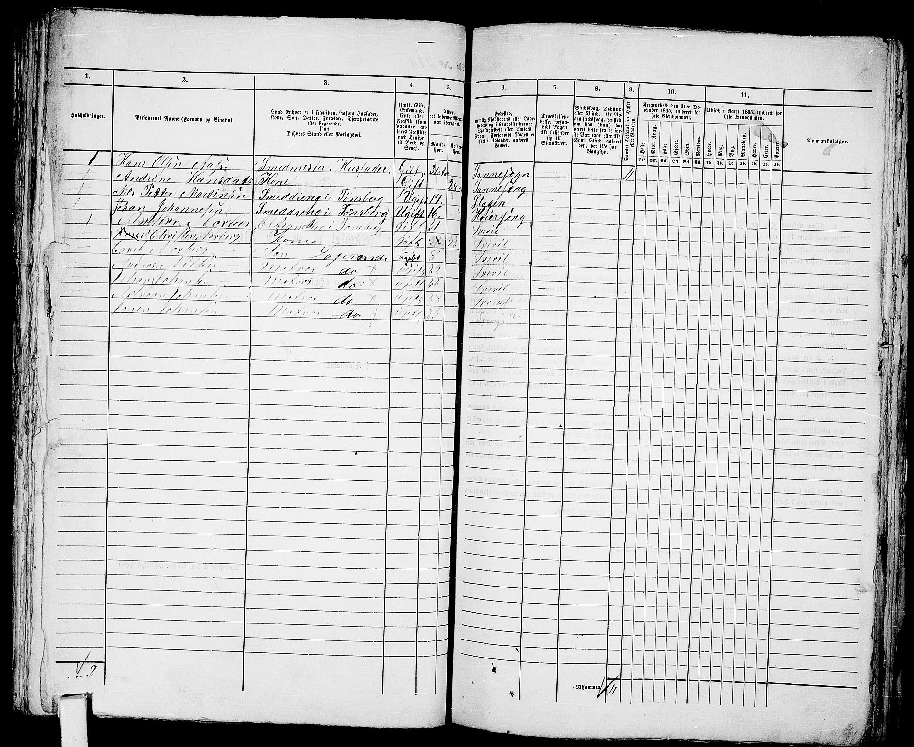 RA, 1865 census for Tønsberg, 1865, p. 476