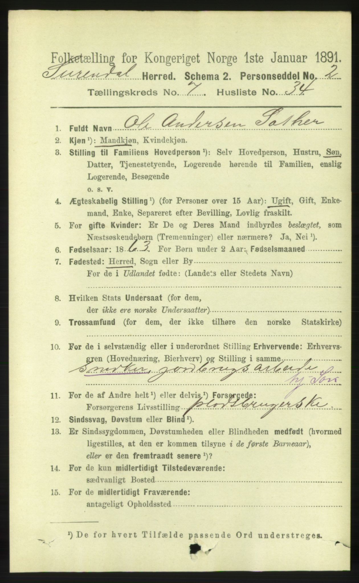 RA, 1891 census for 1566 Surnadal, 1891, p. 2027