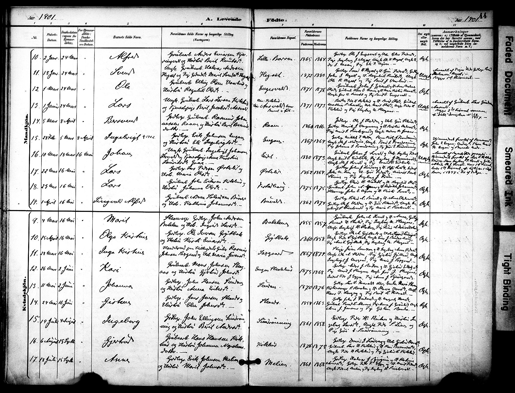 Ministerialprotokoller, klokkerbøker og fødselsregistre - Sør-Trøndelag, SAT/A-1456/686/L0984: Parish register (official) no. 686A02, 1891-1906, p. 44