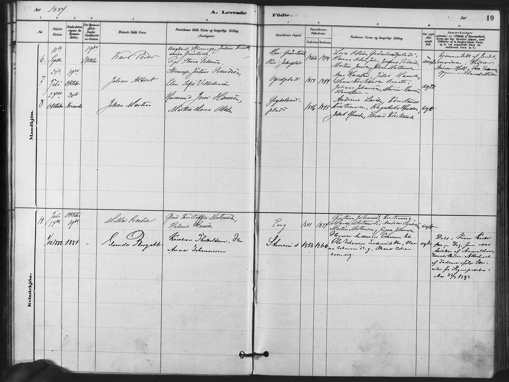 Kråkstad prestekontor Kirkebøker, AV/SAO-A-10125a/F/Fa/L0009: Parish register (official) no. I 9, 1880-1892, p. 19