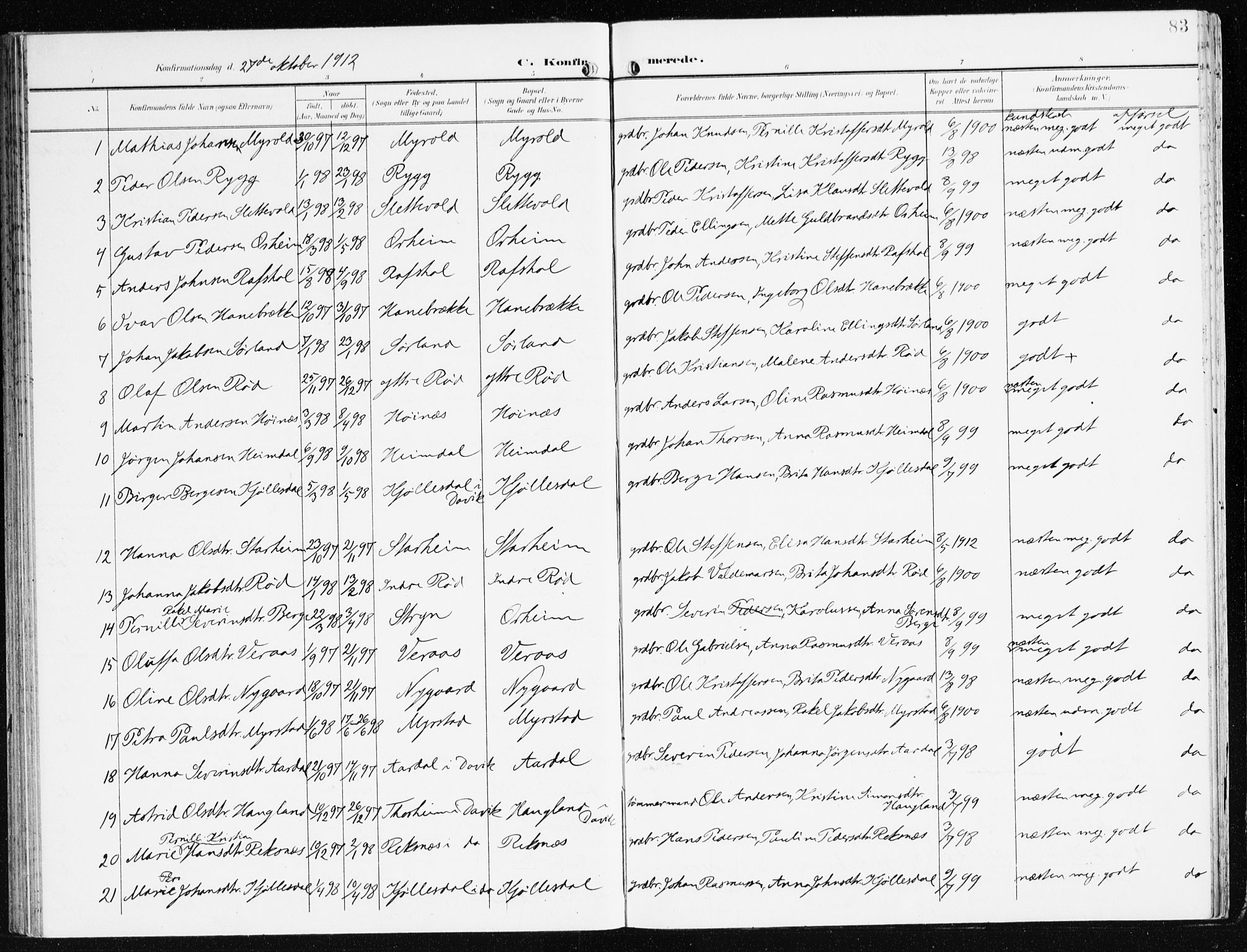 Eid sokneprestembete, SAB/A-82301/H/Haa/Haac/L0002: Parish register (official) no. C 2, 1899-1927, p. 83
