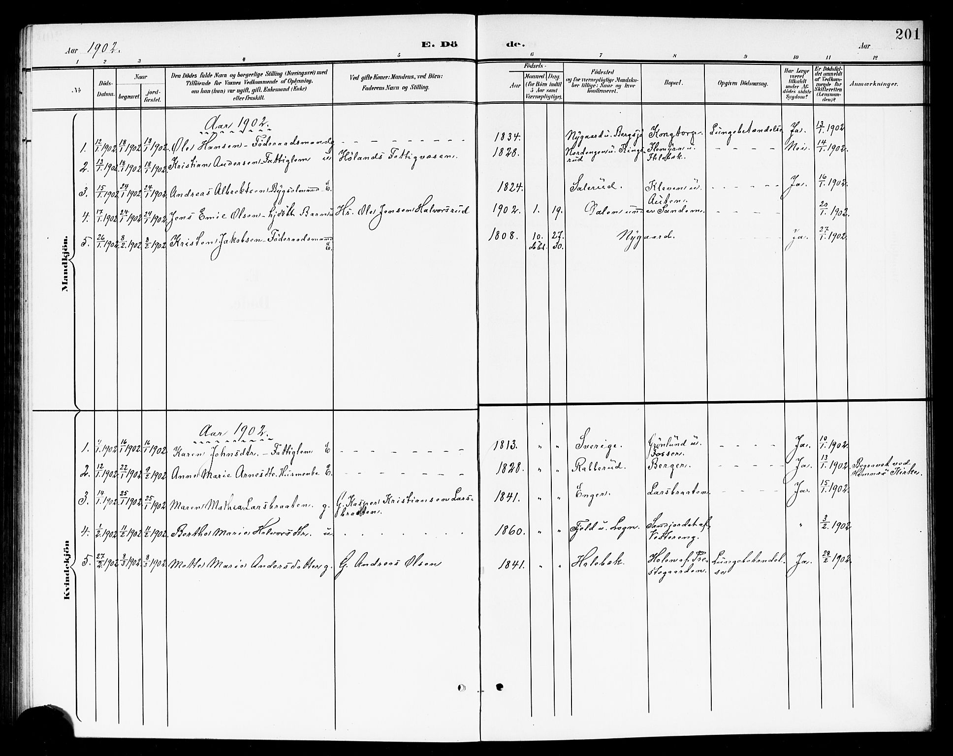 Høland prestekontor Kirkebøker, SAO/A-10346a/G/Ga/L0007: Parish register (copy) no. I 7, 1902-1914, p. 201