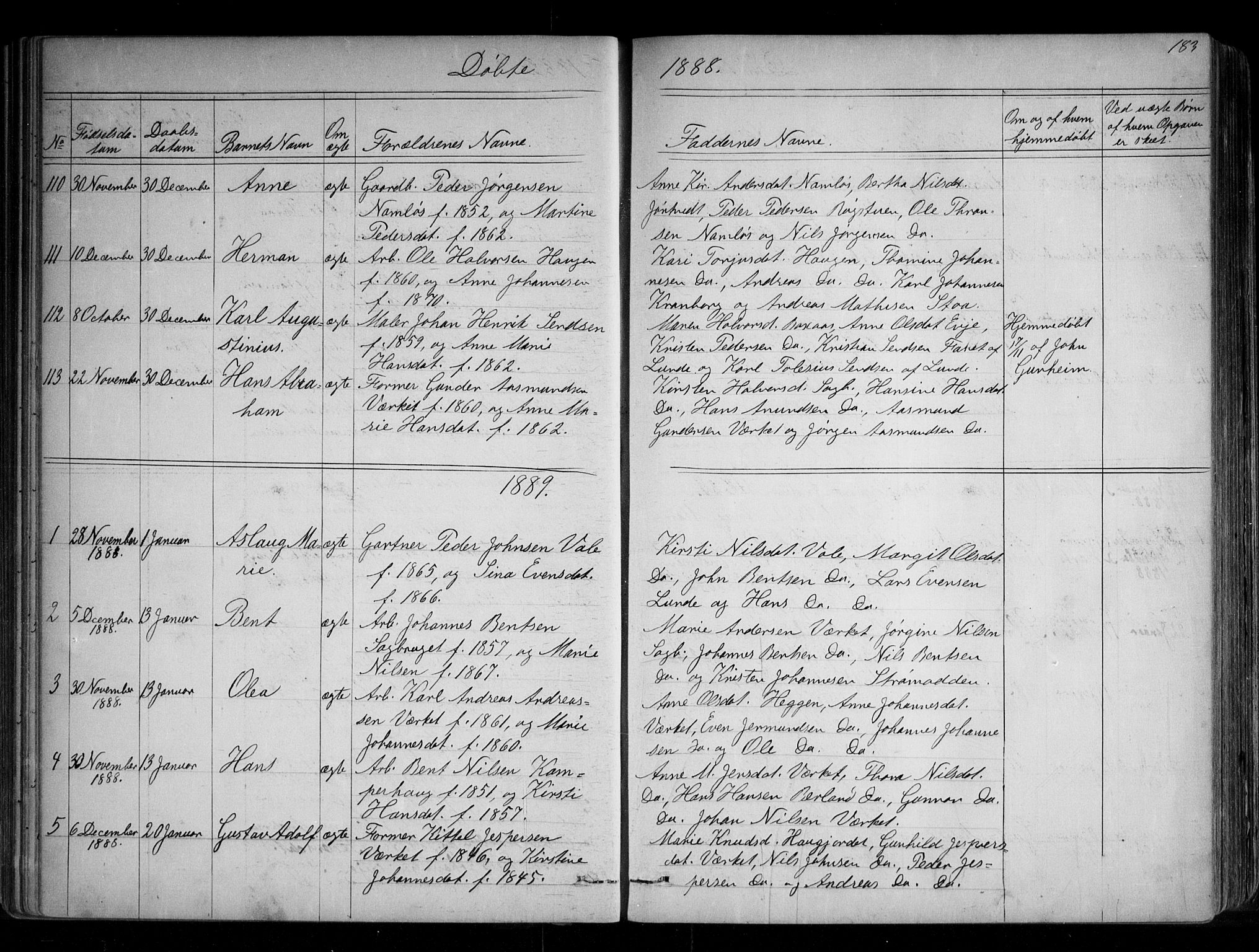 Holla kirkebøker, SAKO/A-272/G/Ga/L0004: Parish register (copy) no. I 4, 1867-1890, p. 183