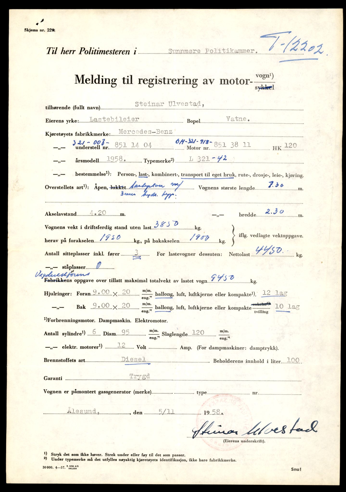 Møre og Romsdal vegkontor - Ålesund trafikkstasjon, AV/SAT-A-4099/F/Fe/L0033: Registreringskort for kjøretøy T 12151 - T 12474, 1927-1998, p. 1319