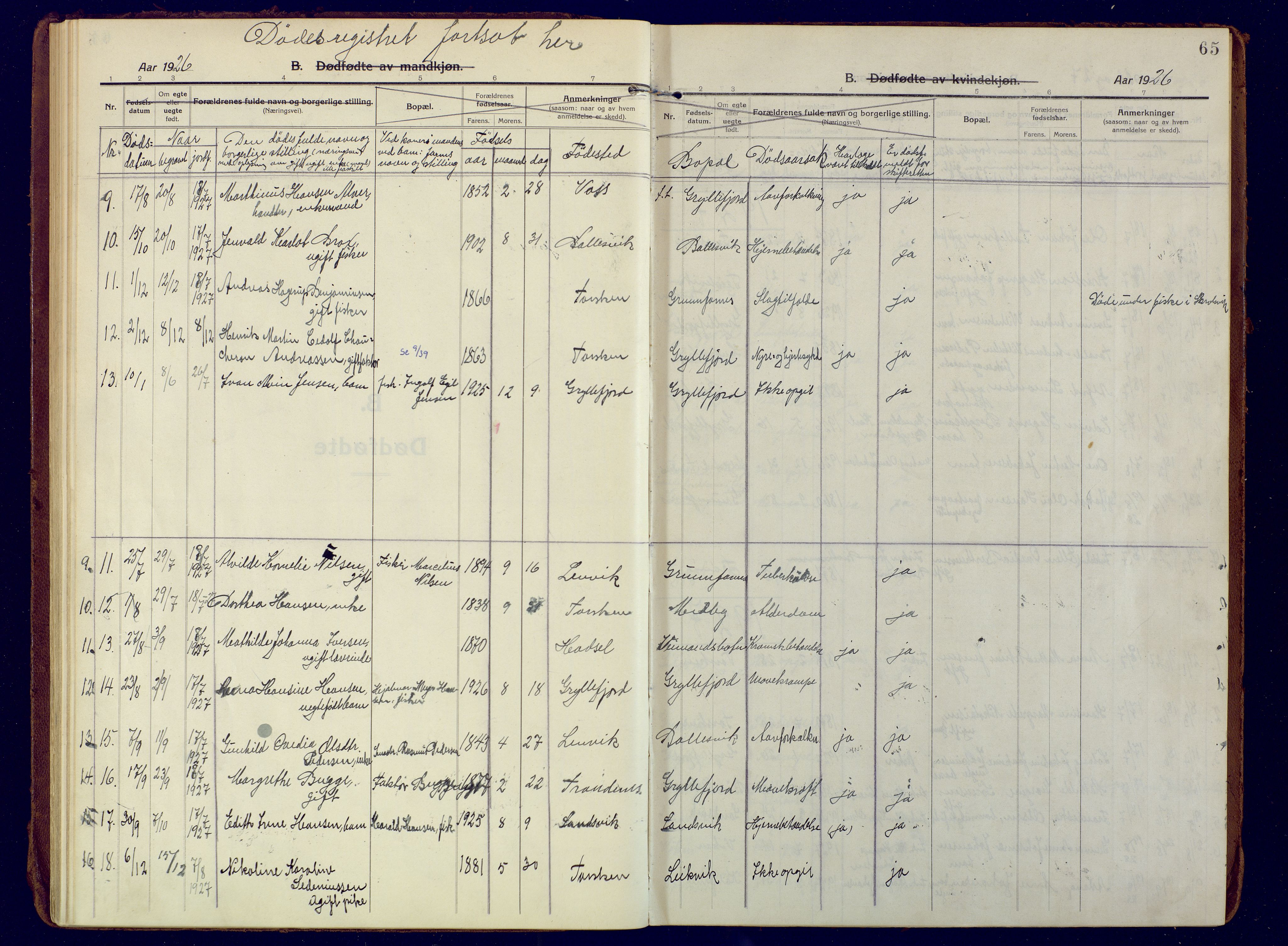 Berg sokneprestkontor, SATØ/S-1318/G/Ga/Gaa: Parish register (official) no. 10, 1916-1928, p. 65