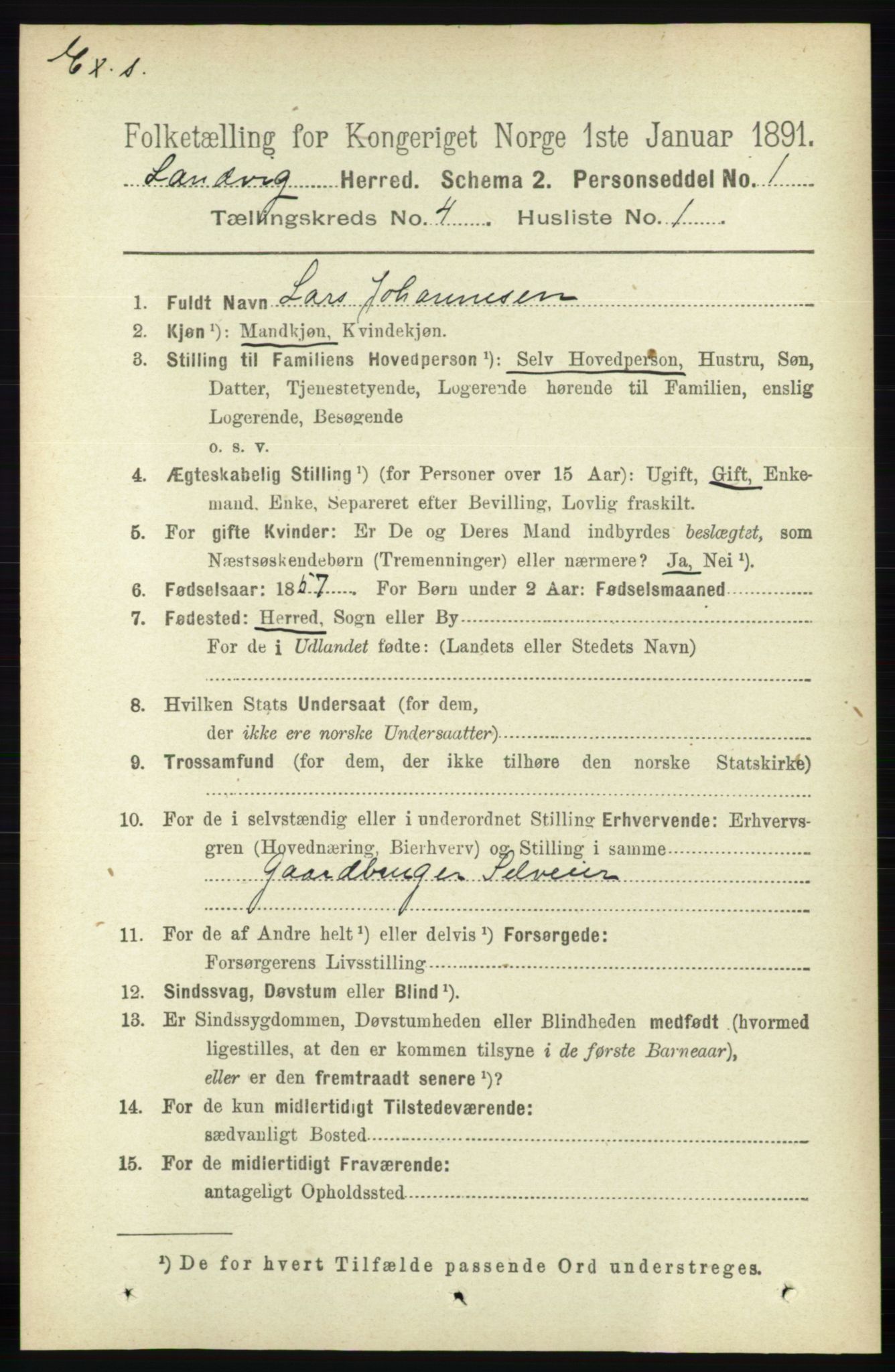 RA, Census 1891 for Nedenes amt: Gjenparter av personsedler for beslektede ektefeller, menn, 1891, p. 760