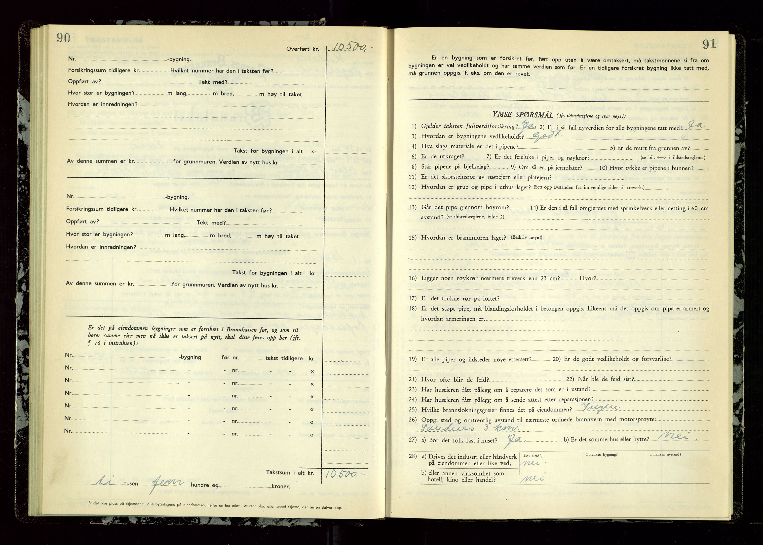 Høyland/Sandnes lensmannskontor, AV/SAST-A-100166/Gob/L0009: "Branntakstprotokoll", 1952-1955, p. 90-91