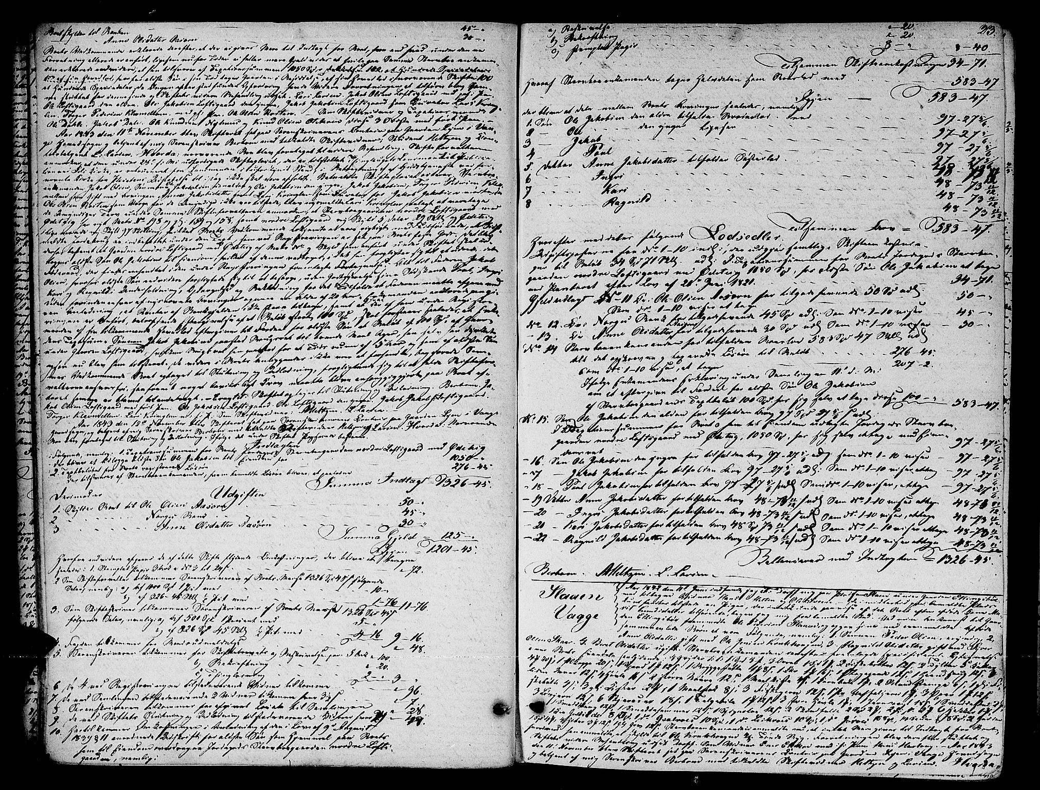 Nord-Gudbrandsdal tingrett, AV/SAH-TING-002/J/Jd/L0001: Skifteutlodningsprotokoll, 1843-1875, p. 22b-23a