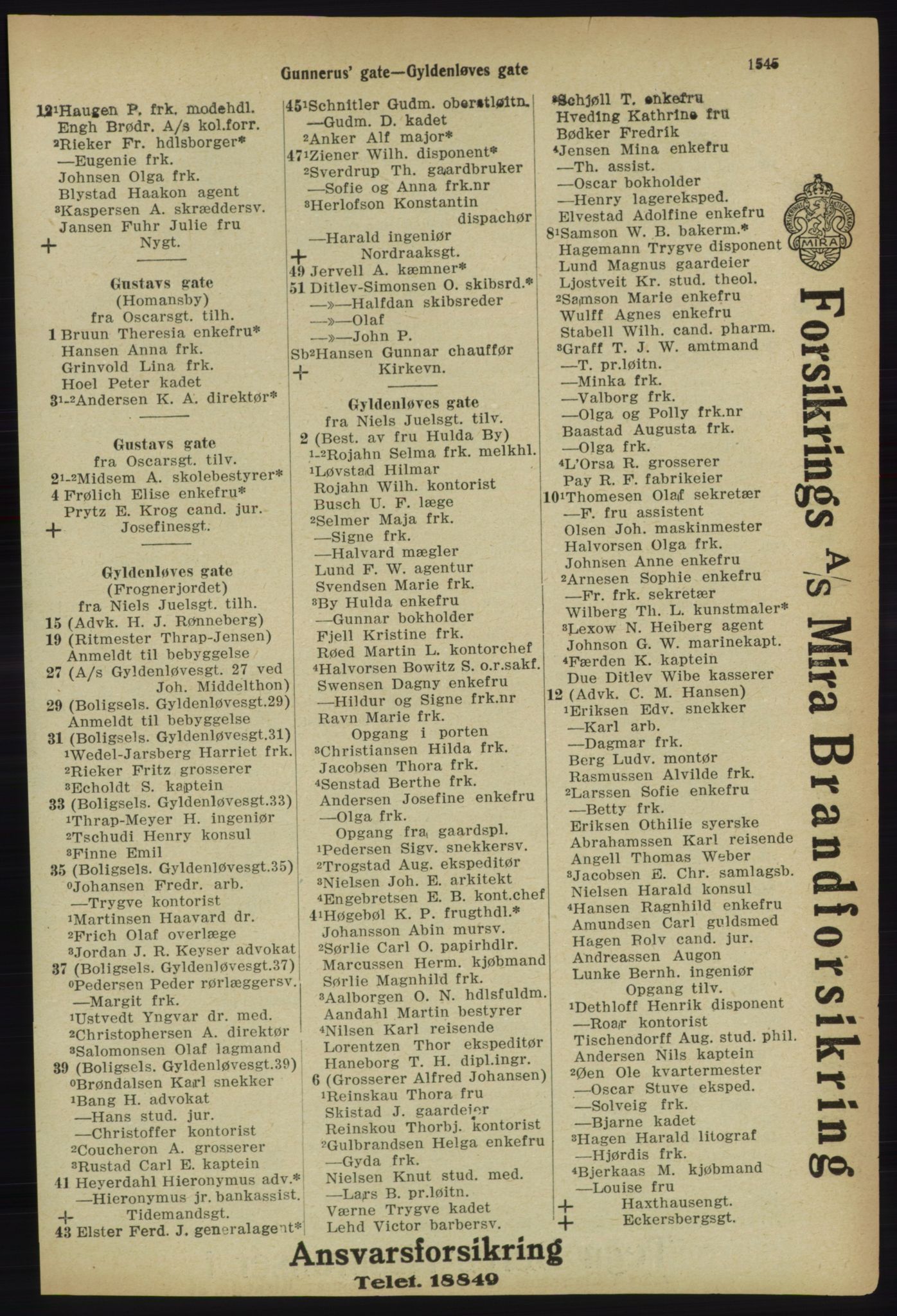 Kristiania/Oslo adressebok, PUBL/-, 1918, p. 1698