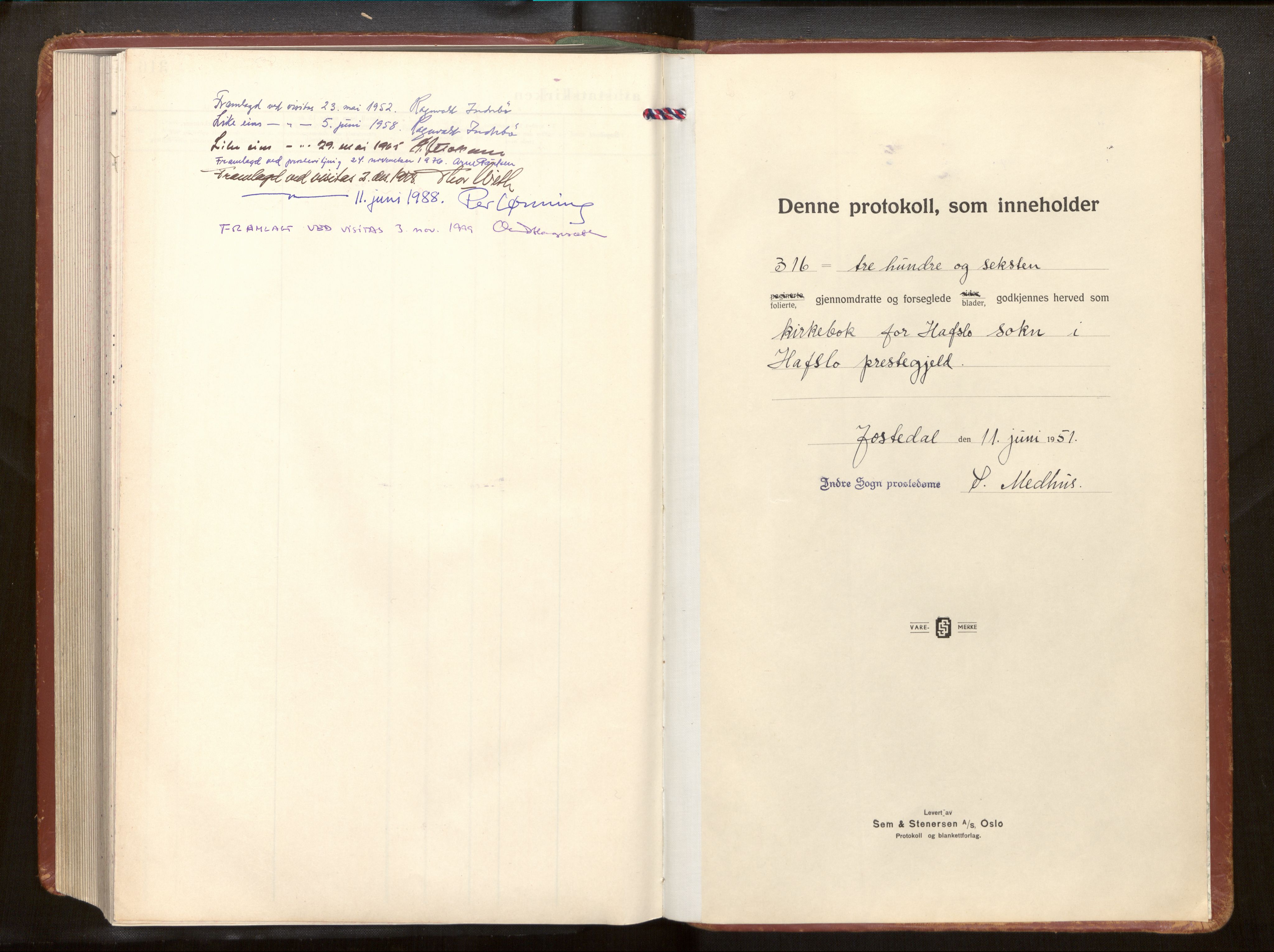 Hafslo sokneprestembete, AV/SAB-A-80301/H/Haa/Haab/L0003: Parish register (official) no. B 3, 1951-1989