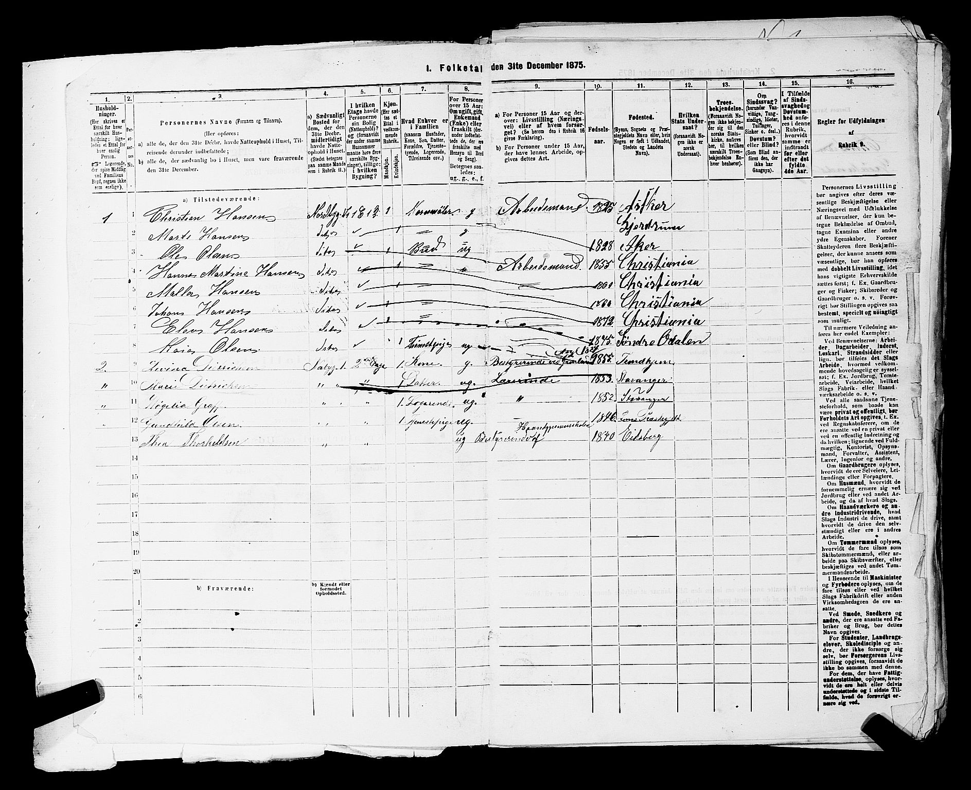 RA, 1875 census for 0301 Kristiania, 1875, p. 7954