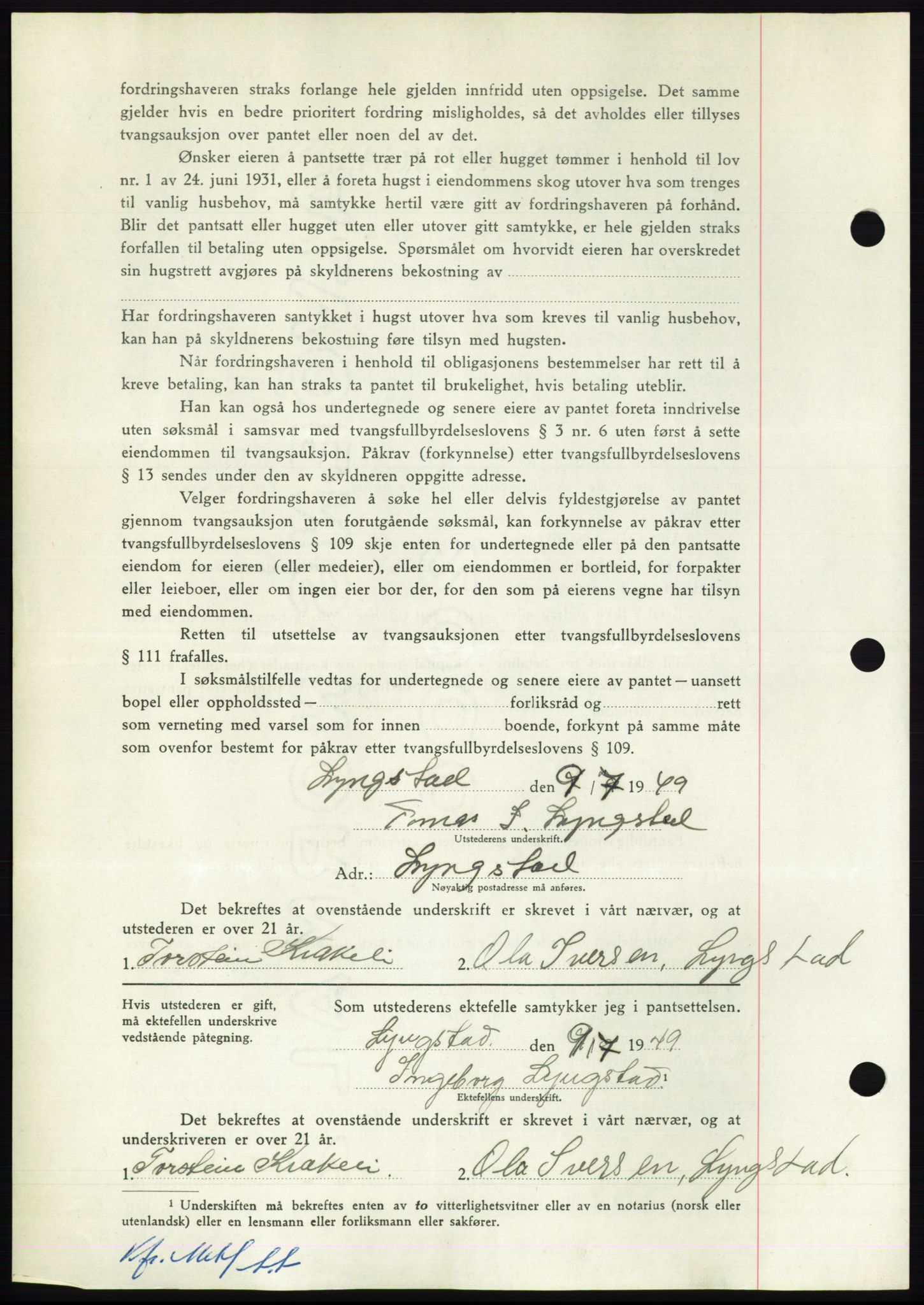 Nordmøre sorenskriveri, AV/SAT-A-4132/1/2/2Ca: Mortgage book no. B102, 1949-1949, Diary no: : 2006/1949