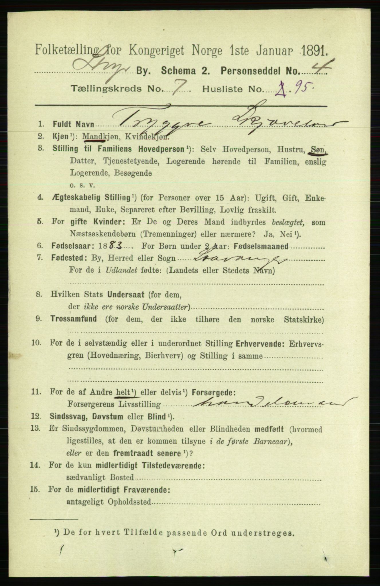 RA, 1891 census for 1103 Stavanger, 1891, p. 11970