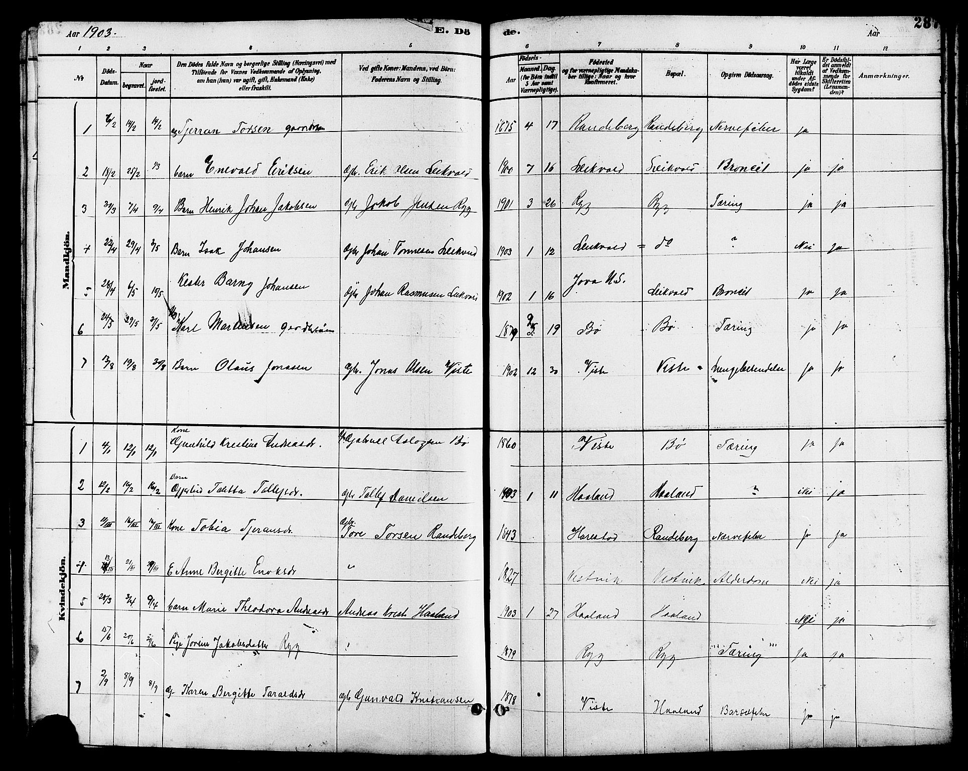 Hetland sokneprestkontor, SAST/A-101826/30/30BB/L0006: Parish register (copy) no. B 6, 1878-1921, p. 287