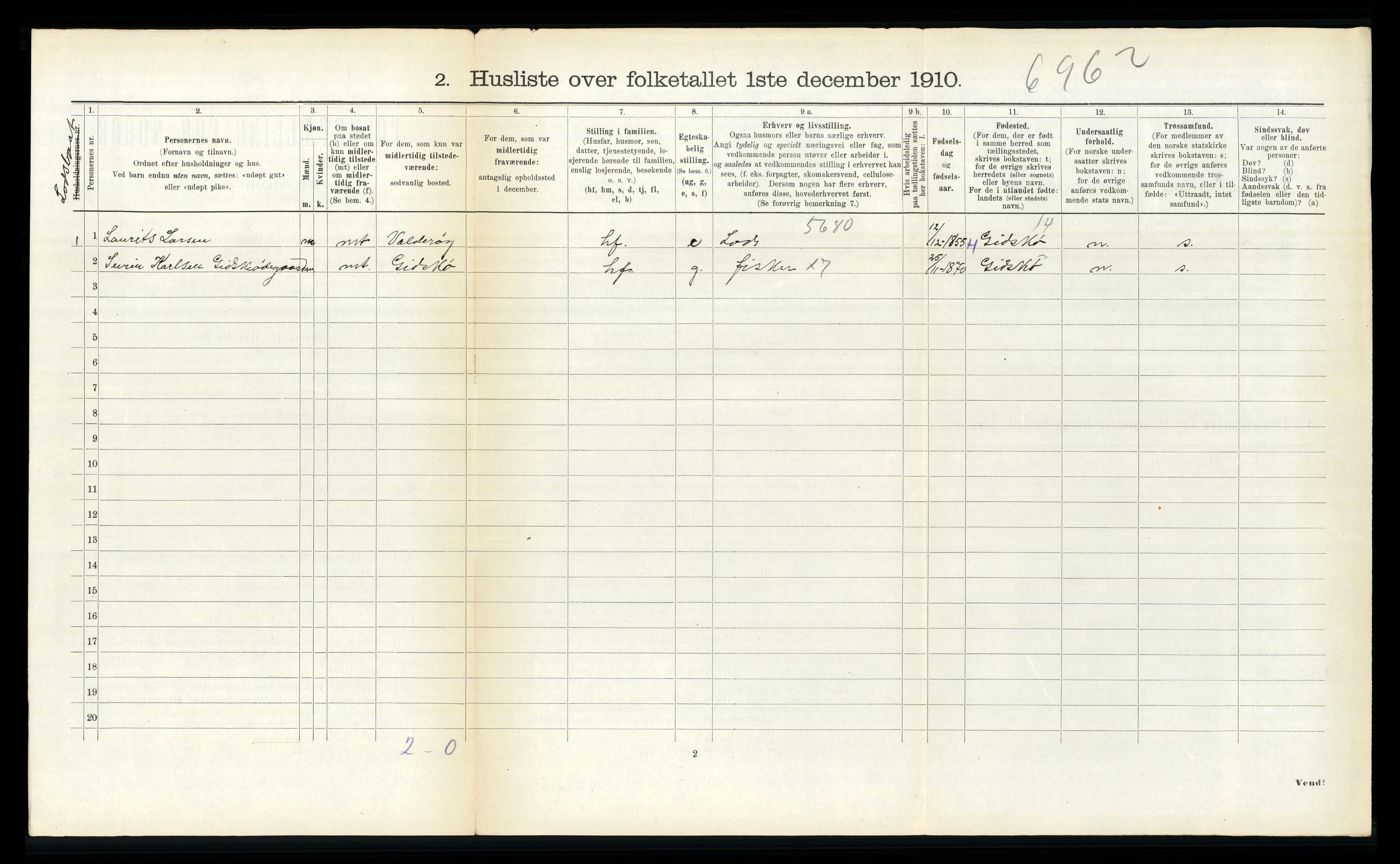 RA, 1910 census for Sande, 1910, p. 679