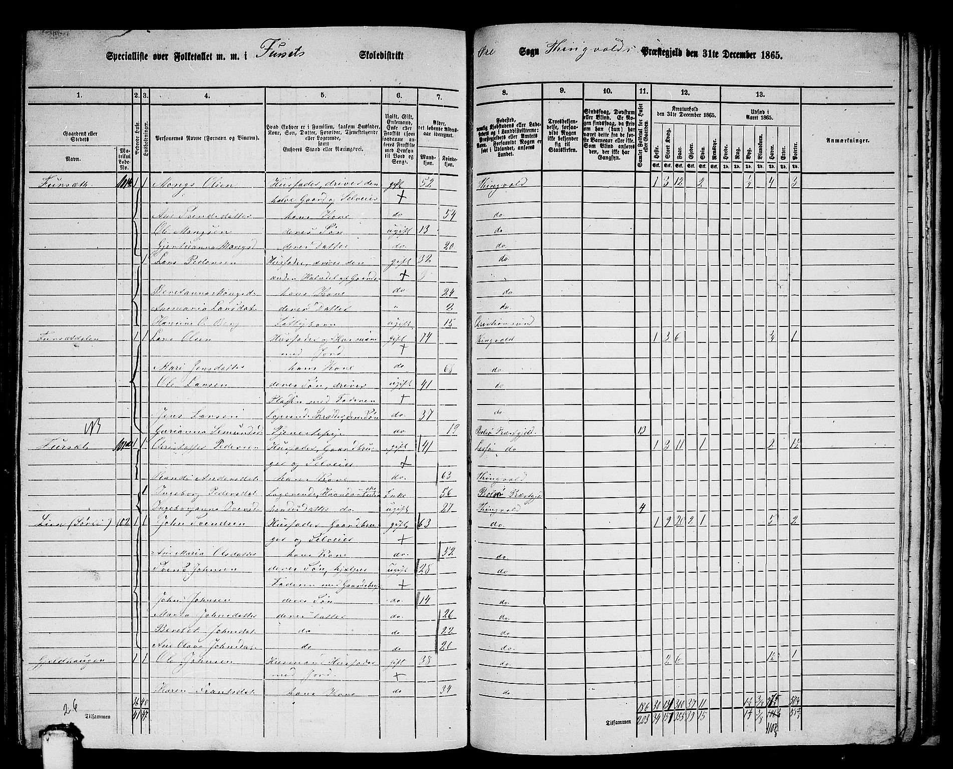 RA, 1865 census for Tingvoll, 1865, p. 216