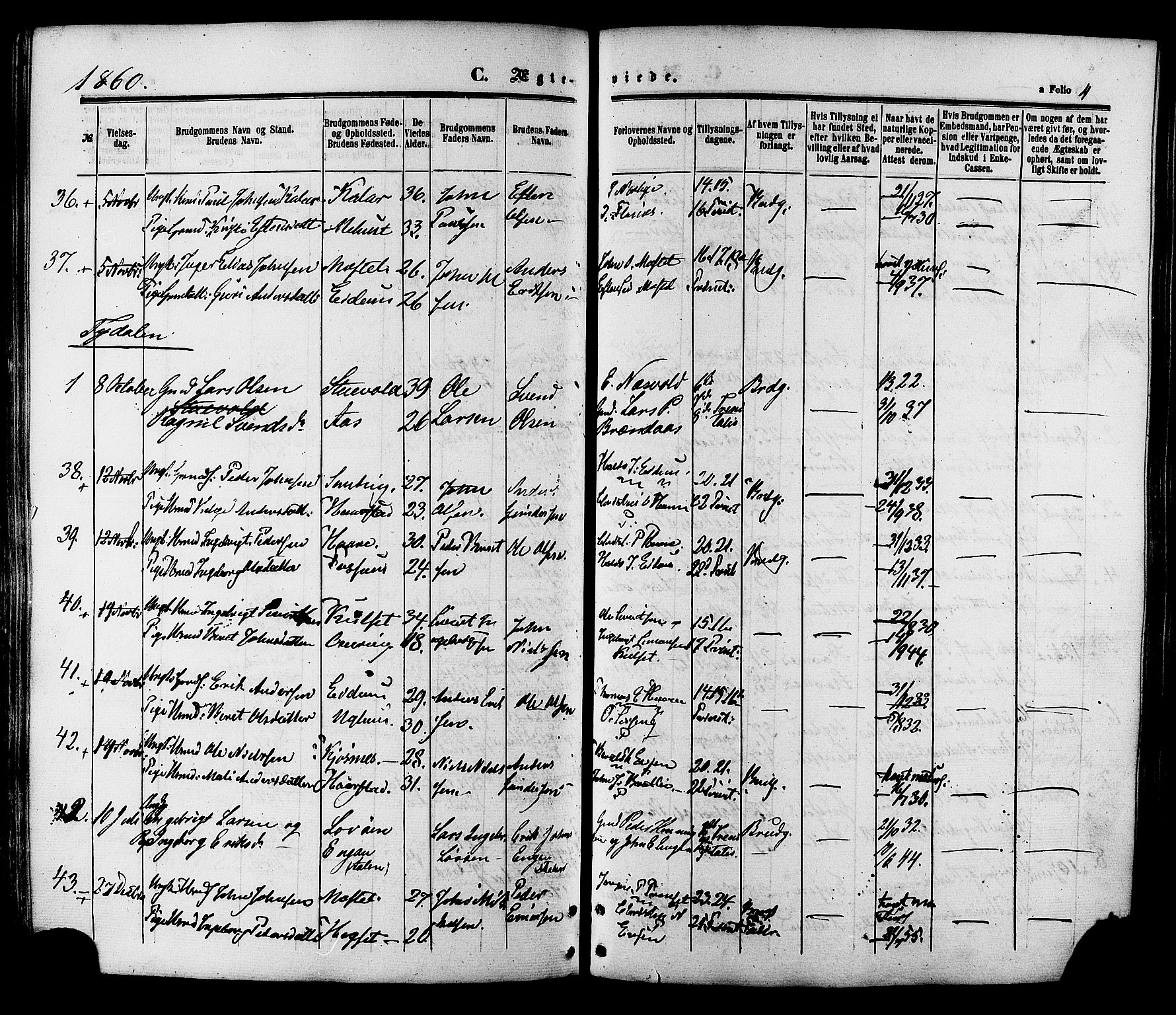 Ministerialprotokoller, klokkerbøker og fødselsregistre - Sør-Trøndelag, SAT/A-1456/695/L1147: Parish register (official) no. 695A07, 1860-1877, p. 4