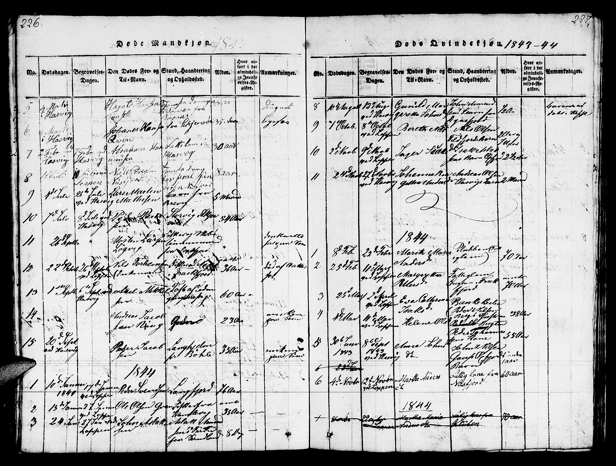 Loppa sokneprestkontor, SATØ/S-1339/H/Hb/L0001klokker: Parish register (copy) no. 1, 1820-1849, p. 226-227