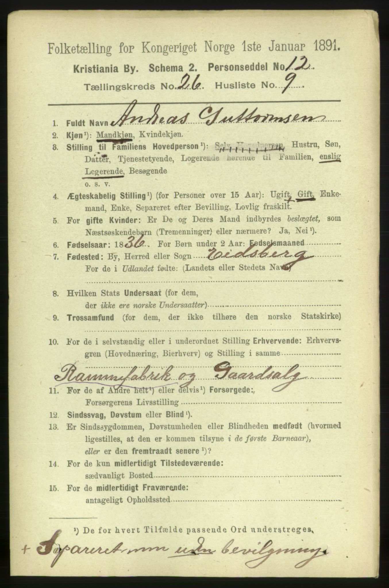 RA, 1891 census for 0301 Kristiania, 1891, p. 13236