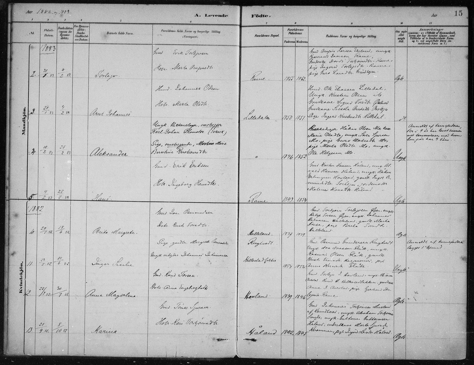 Etne sokneprestembete, AV/SAB-A-75001/H/Haa: Parish register (official) no. D  1, 1879-1919, p. 15