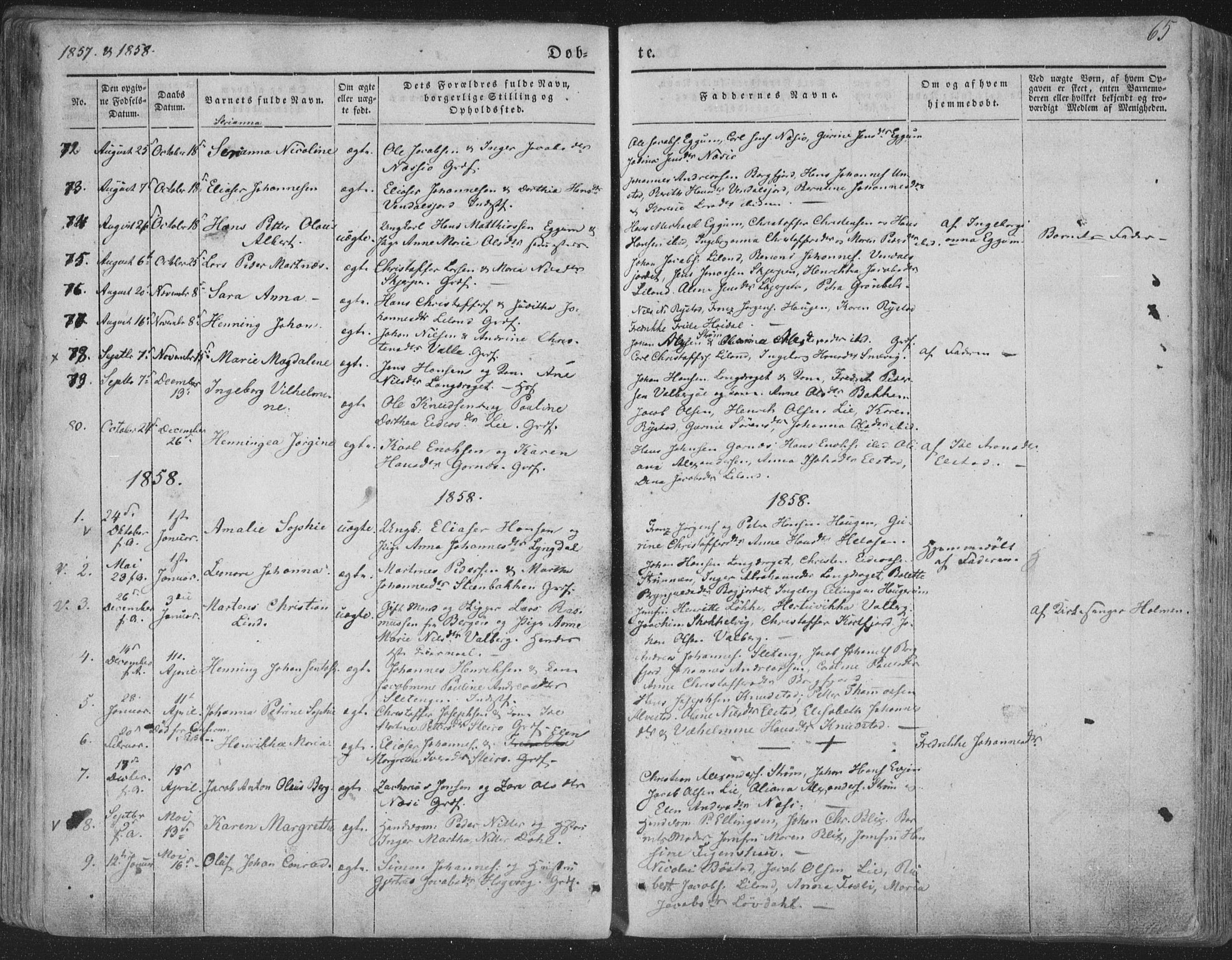 Ministerialprotokoller, klokkerbøker og fødselsregistre - Nordland, SAT/A-1459/880/L1131: Parish register (official) no. 880A05, 1844-1868, p. 65