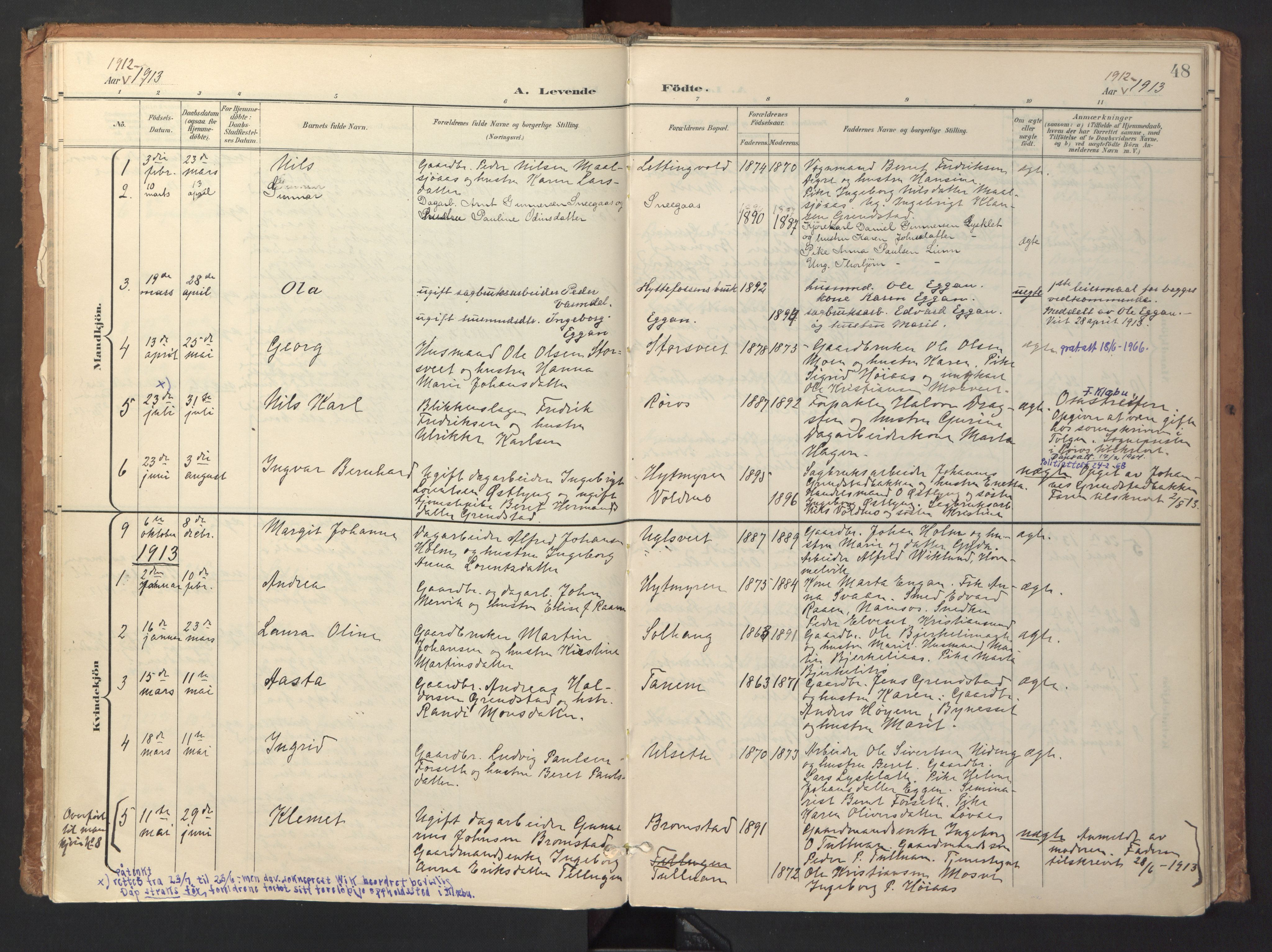 Ministerialprotokoller, klokkerbøker og fødselsregistre - Sør-Trøndelag, SAT/A-1456/618/L0448: Parish register (official) no. 618A11, 1898-1916, p. 48