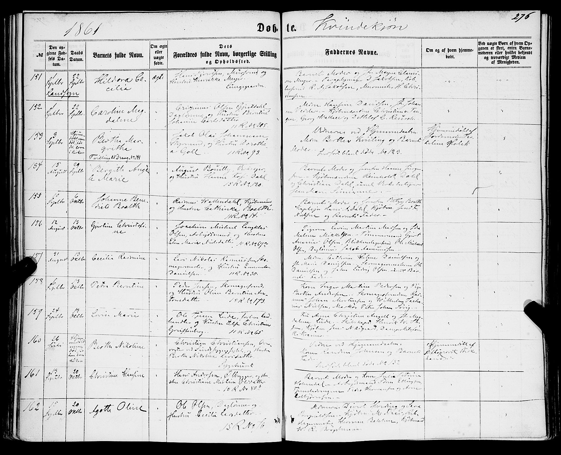 Domkirken sokneprestembete, SAB/A-74801/H/Haa/L0021: Parish register (official) no. B 4, 1859-1871, p. 276