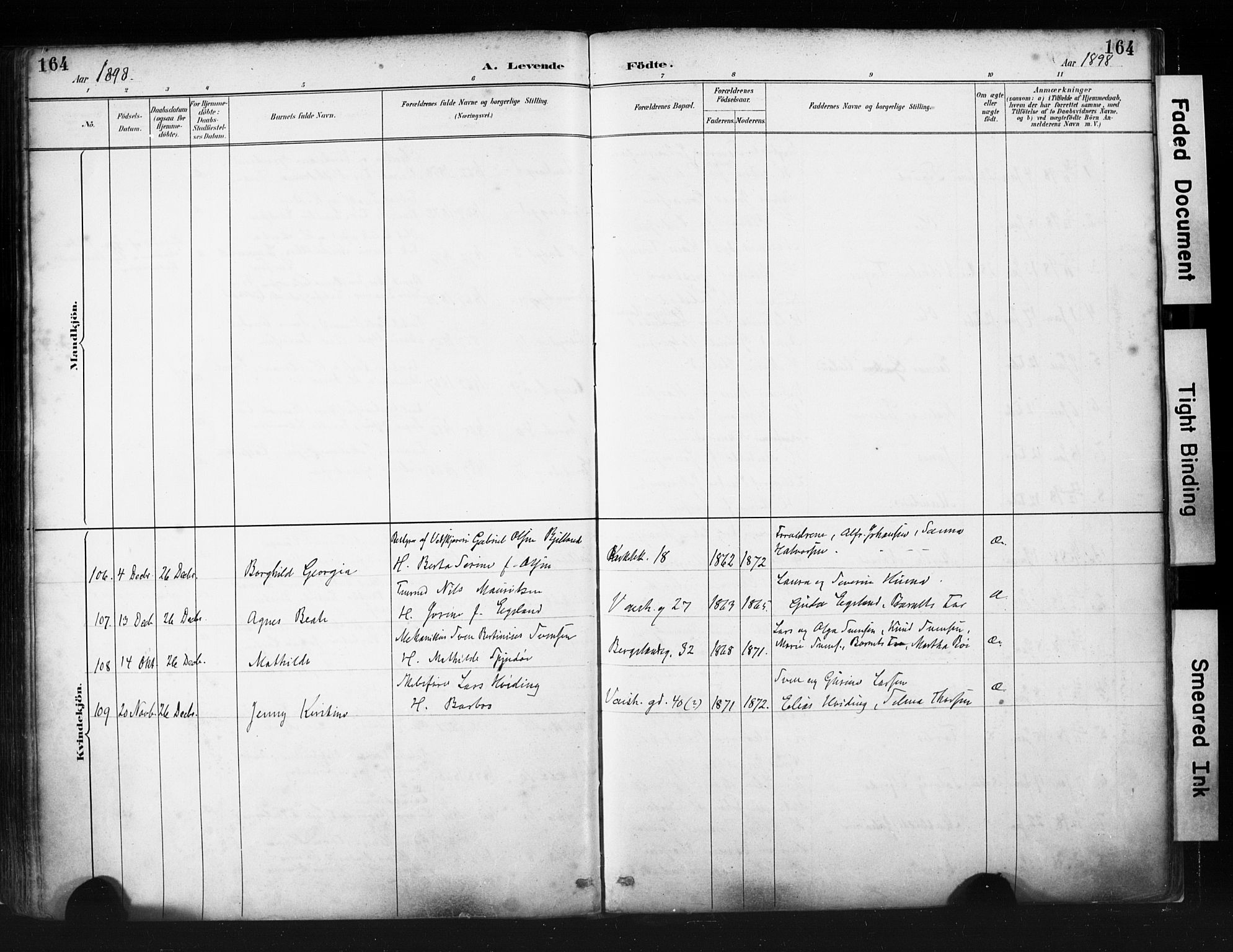 St. Petri sokneprestkontor, AV/SAST-A-101813/001/30/30BA/L0019: Parish register (official) no. A 20, 1888-1901, p. 164