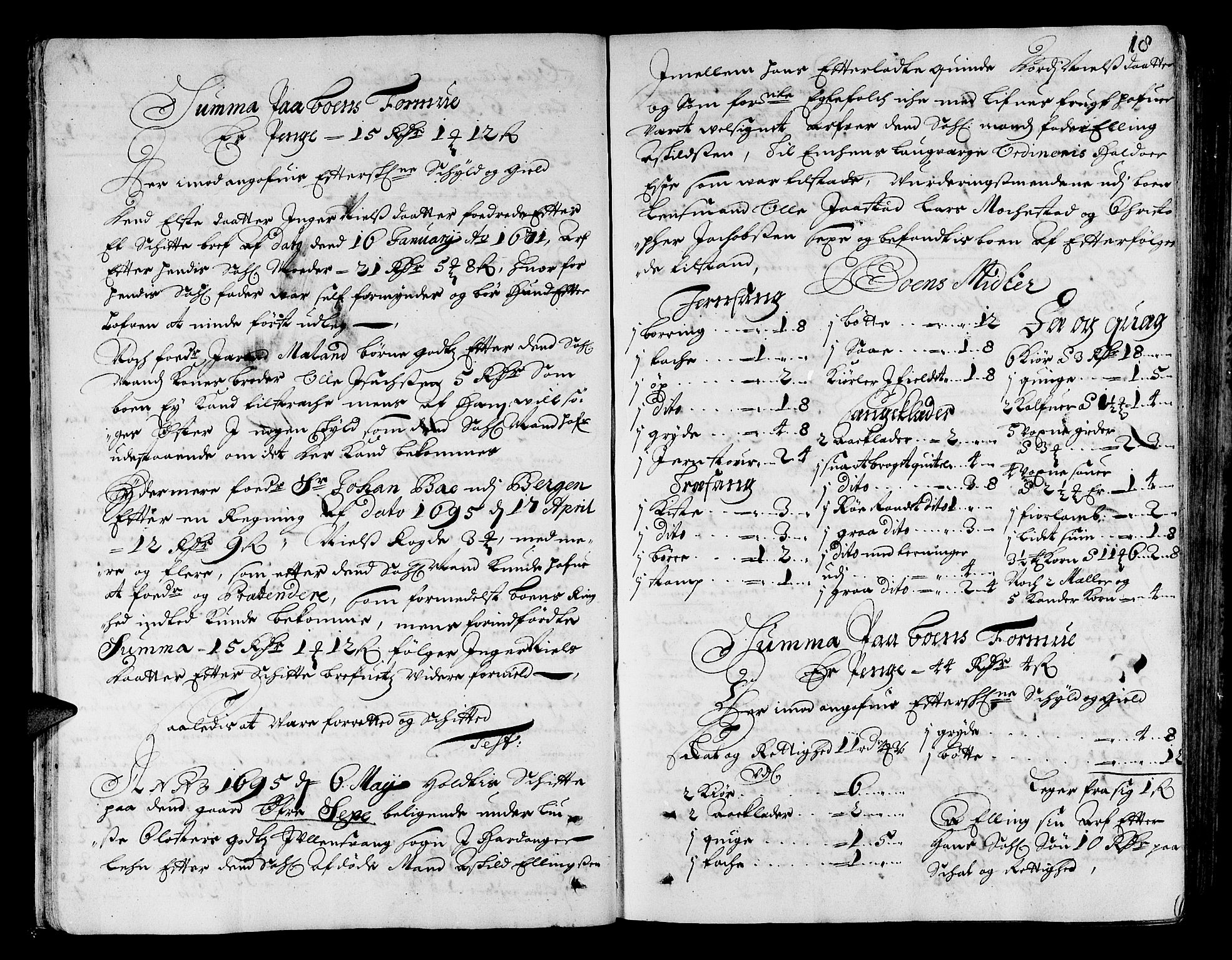 Hardanger og Voss sorenskriveri, AV/SAB-A-2501/4/4A/4Ac/L0001: Skifterettsprotokoll for sorenskriveriet, 1695-1707, p. 17b-18a