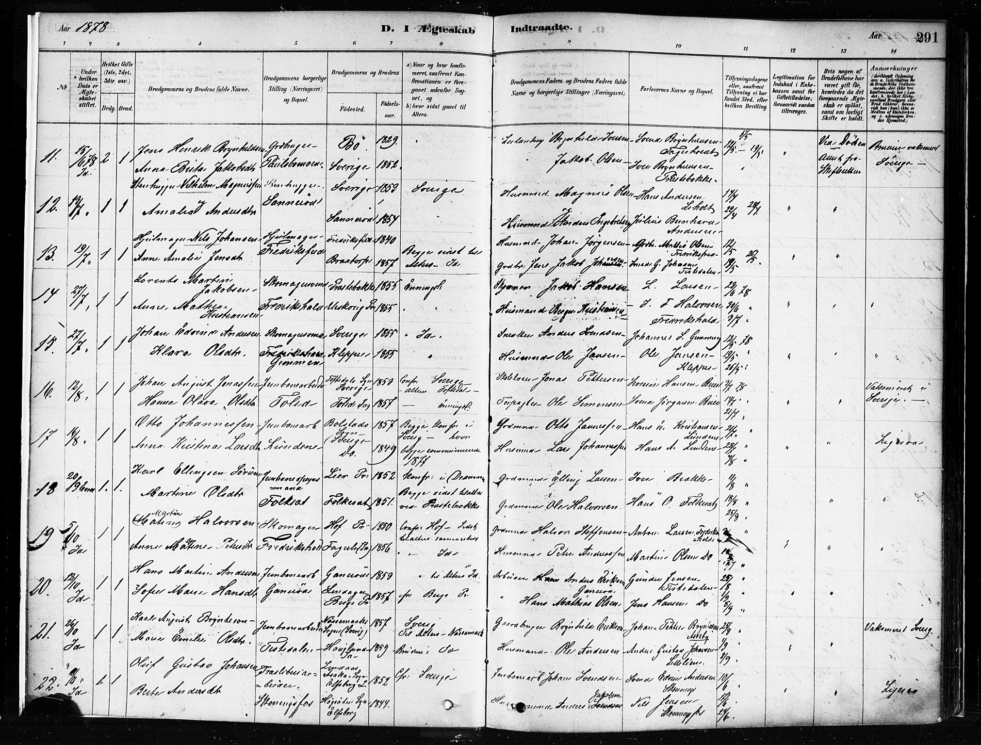 Idd prestekontor Kirkebøker, SAO/A-10911/F/Fc/L0006b: Parish register (official) no. III 6B, 1878-1903, p. 291