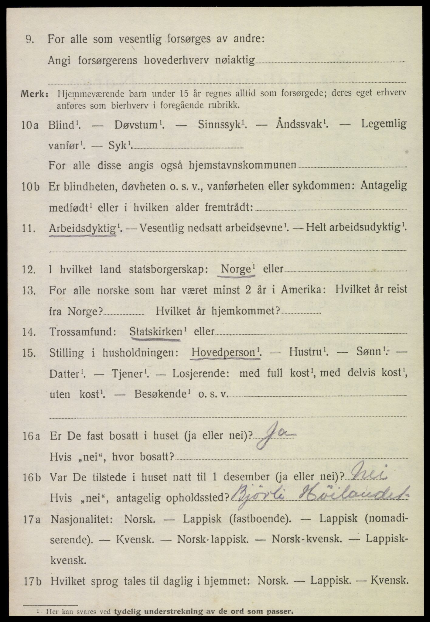 SAT, 1920 census for Høylandet, 1920, p. 2227