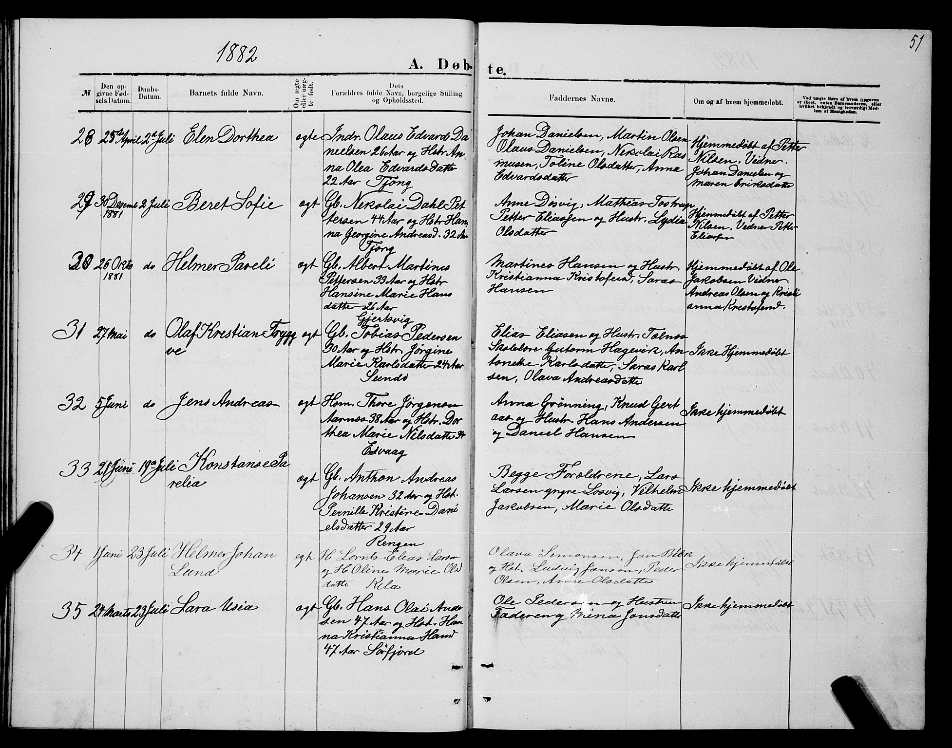 Ministerialprotokoller, klokkerbøker og fødselsregistre - Nordland, SAT/A-1459/841/L0620: Parish register (copy) no. 841C04, 1877-1896, p. 51