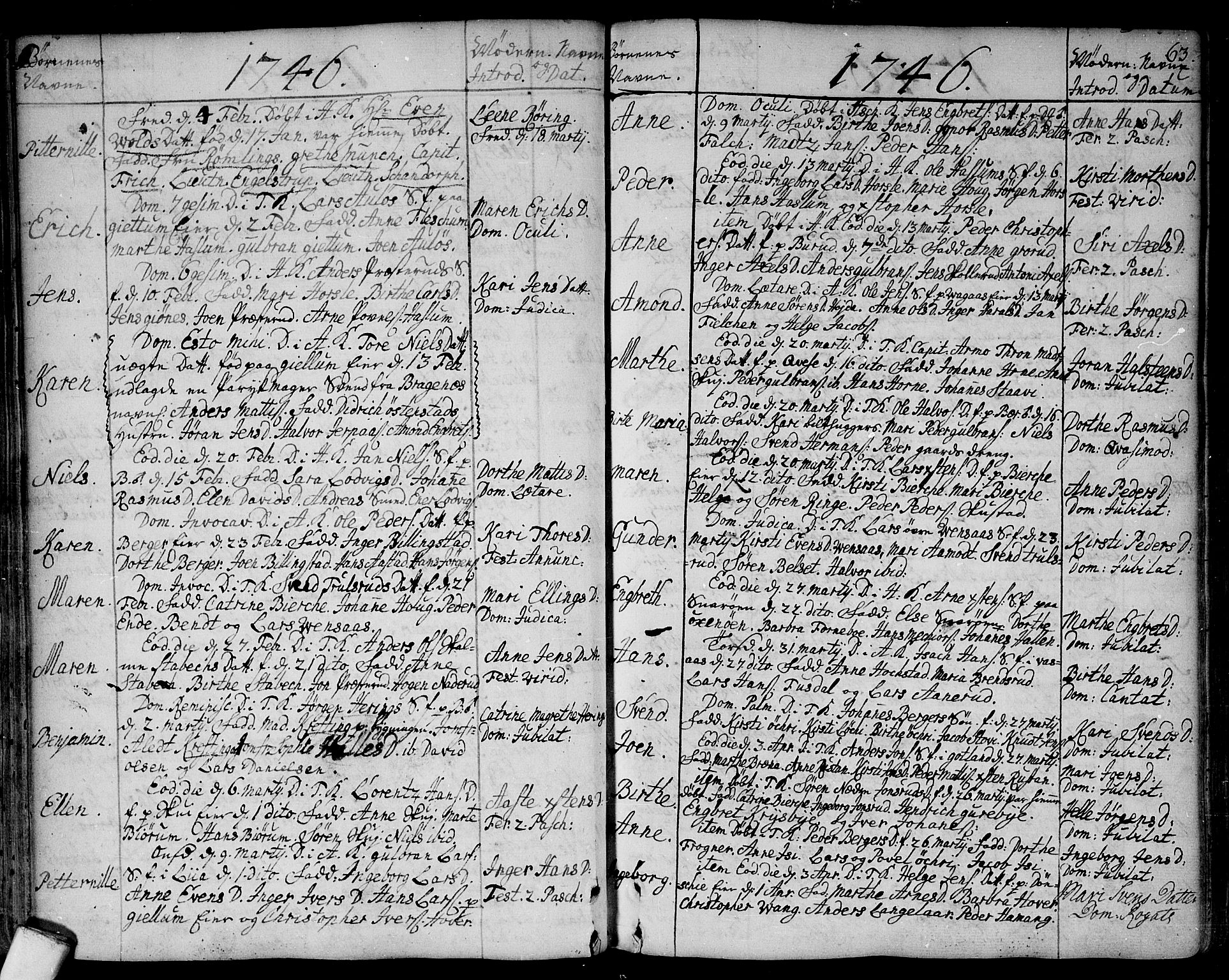 Asker prestekontor Kirkebøker, AV/SAO-A-10256a/F/Fa/L0002: Parish register (official) no. I 2, 1733-1766, p. 63