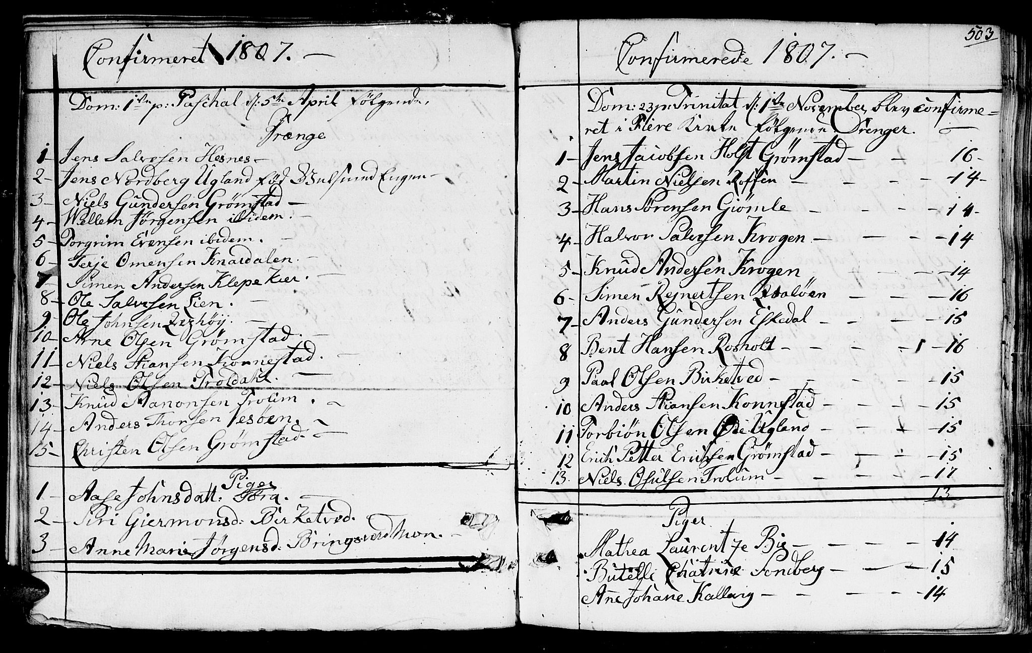Fjære sokneprestkontor, SAK/1111-0011/F/Fb/L0006: Parish register (copy) no. B 6, 1803-1817, p. 503