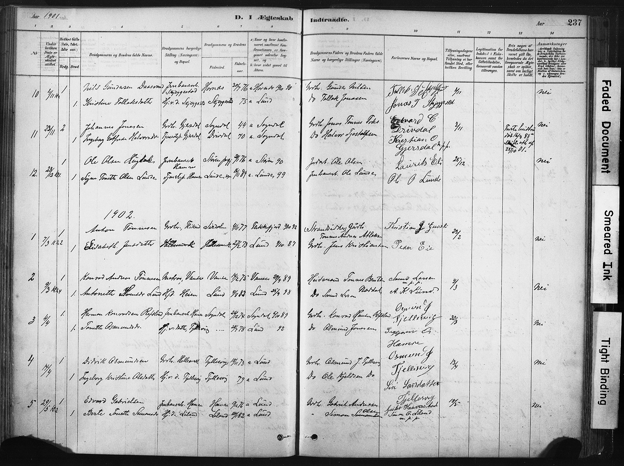 Lund sokneprestkontor, SAST/A-101809/S06/L0011: Parish register (official) no. A 10, 1877-1904, p. 237