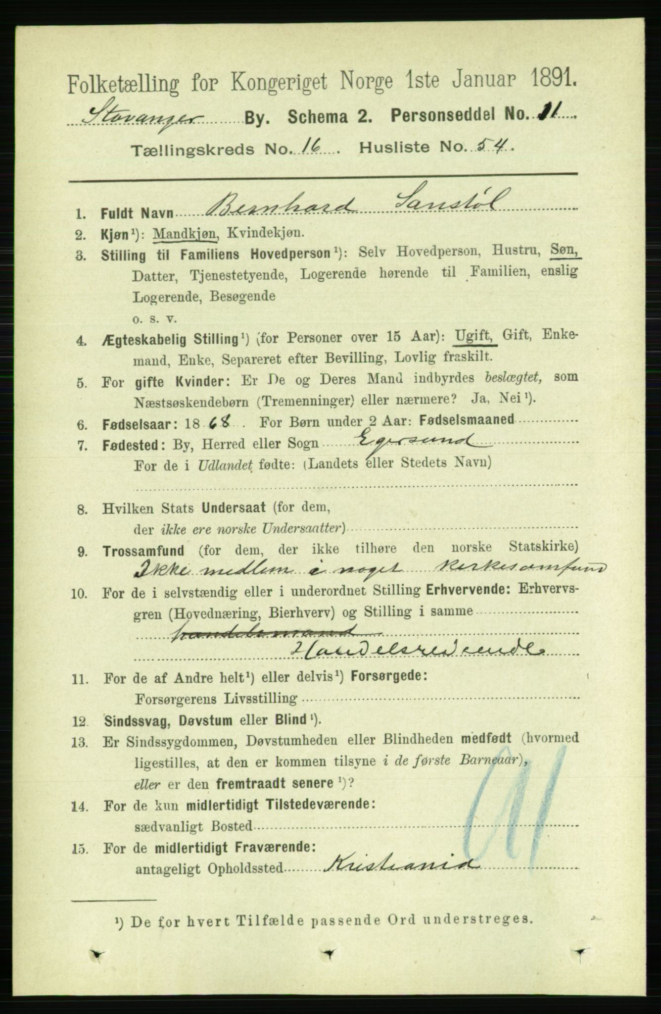 RA, 1891 census for 1103 Stavanger, 1891, p. 19360