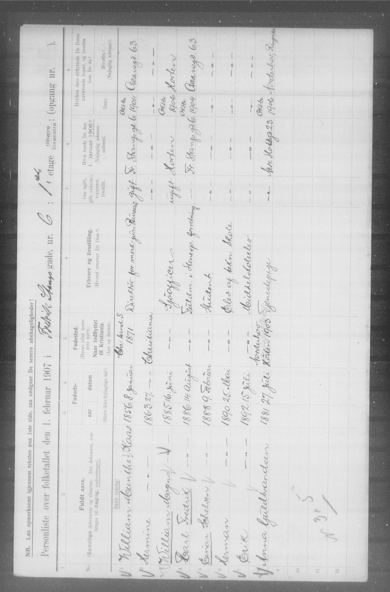 OBA, Municipal Census 1907 for Kristiania, 1907, p. 13546