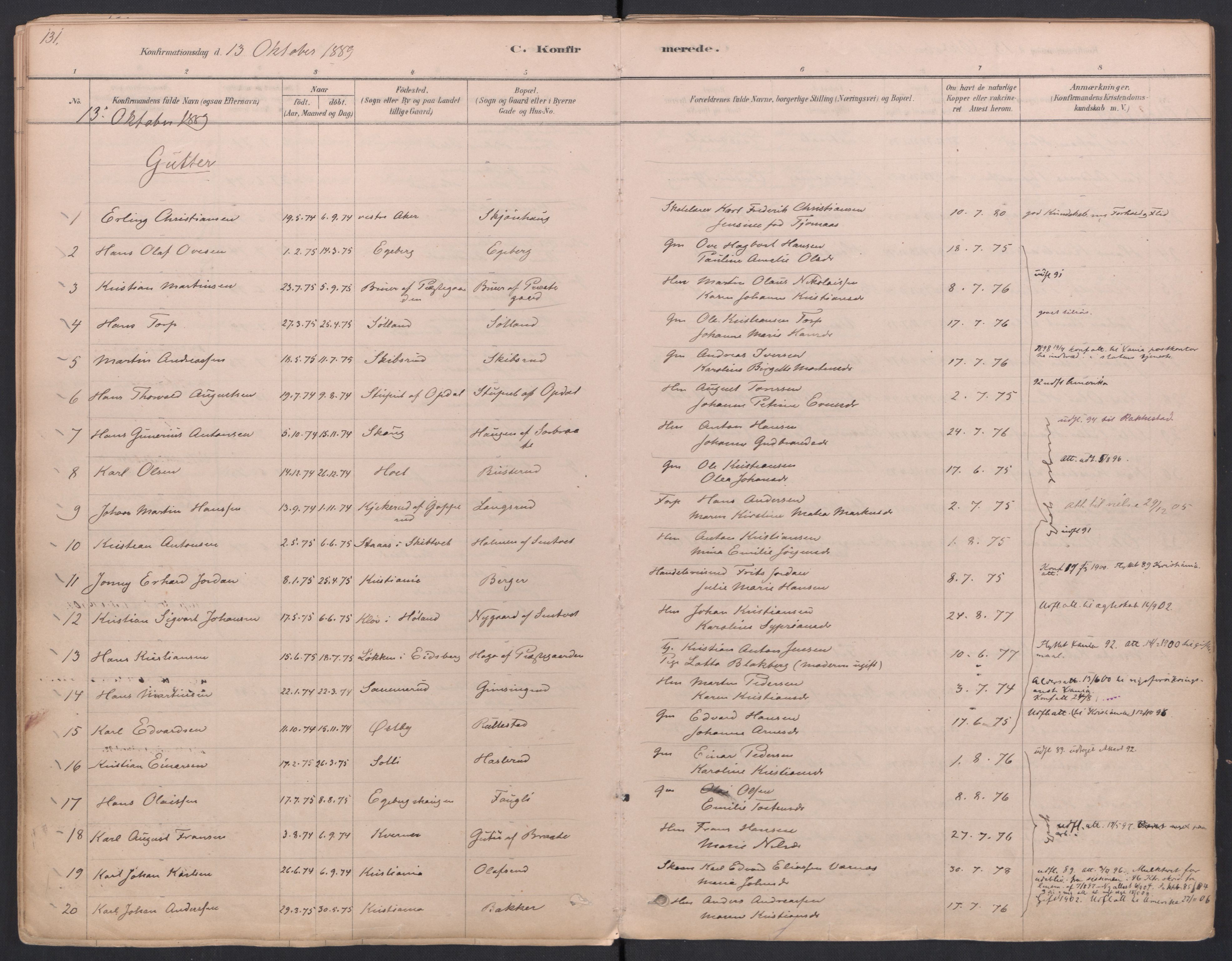 Trøgstad prestekontor Kirkebøker, SAO/A-10925/F/Fa/L0010: Parish register (official) no. I 10, 1878-1898, p. 131