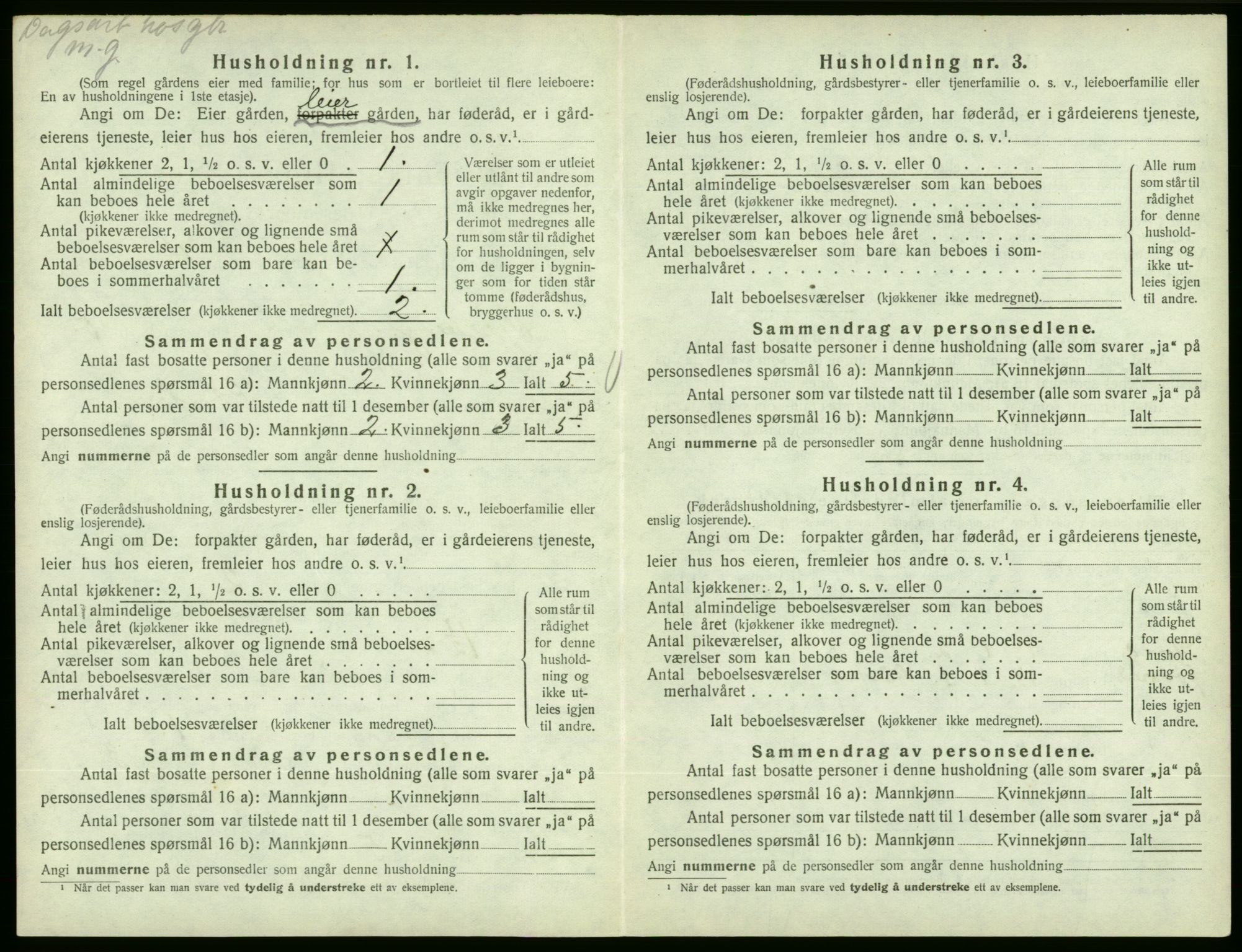 SAB, 1920 census for Fjelberg, 1920, p. 232