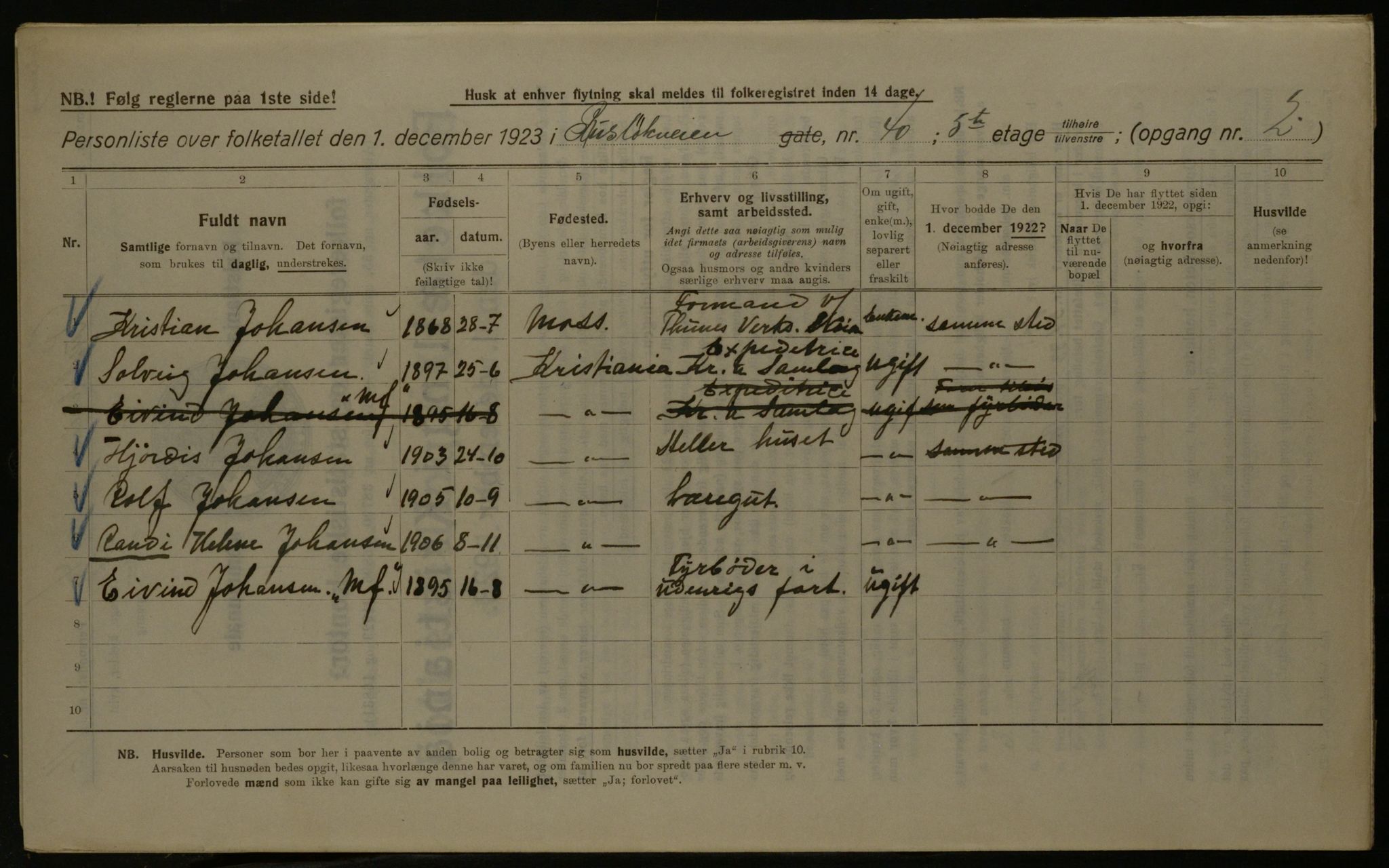 OBA, Municipal Census 1923 for Kristiania, 1923, p. 93887