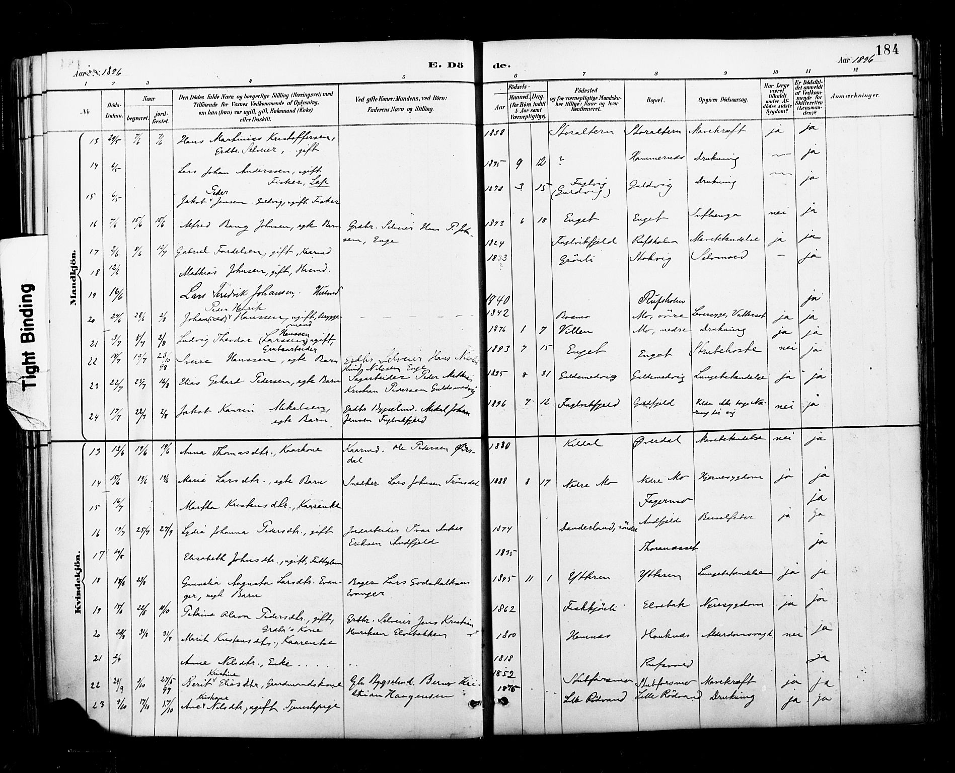 Ministerialprotokoller, klokkerbøker og fødselsregistre - Nordland, AV/SAT-A-1459/827/L0401: Parish register (official) no. 827A13, 1887-1905, p. 184