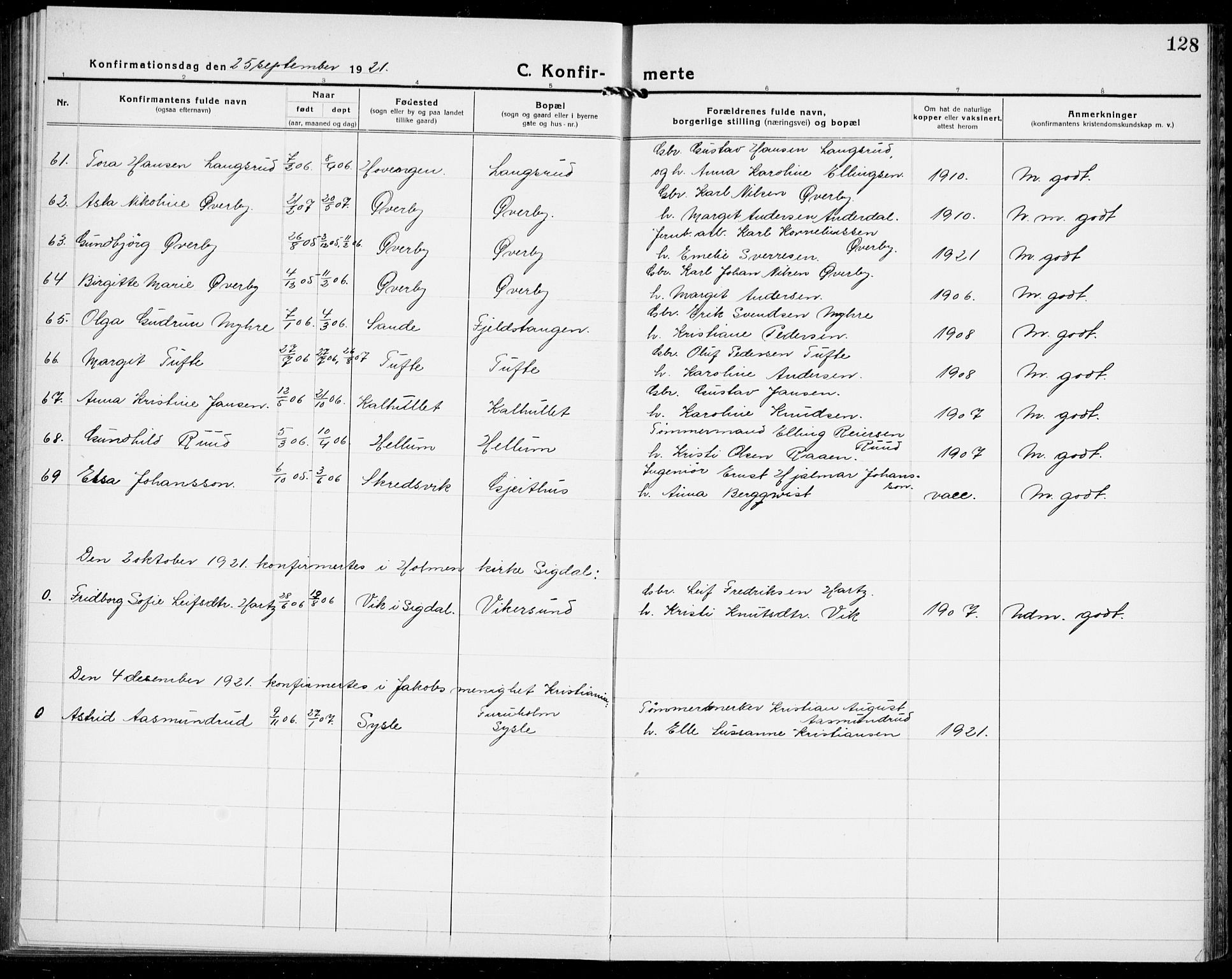 Modum kirkebøker, AV/SAKO-A-234/G/Ga/L0012: Parish register (copy) no. I 12, 1923-1933, p. 128