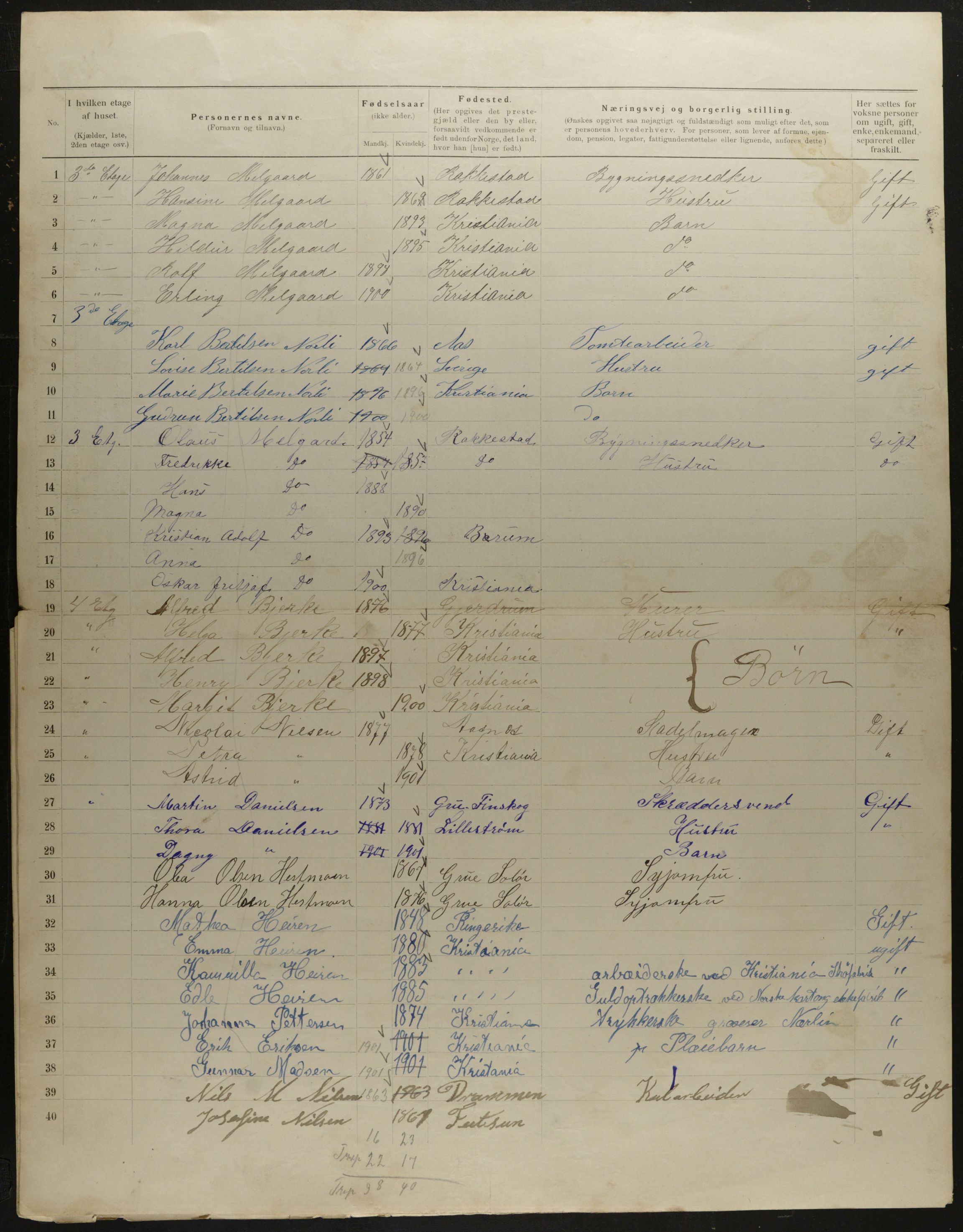 OBA, Municipal Census 1901 for Kristiania, 1901, p. 7908