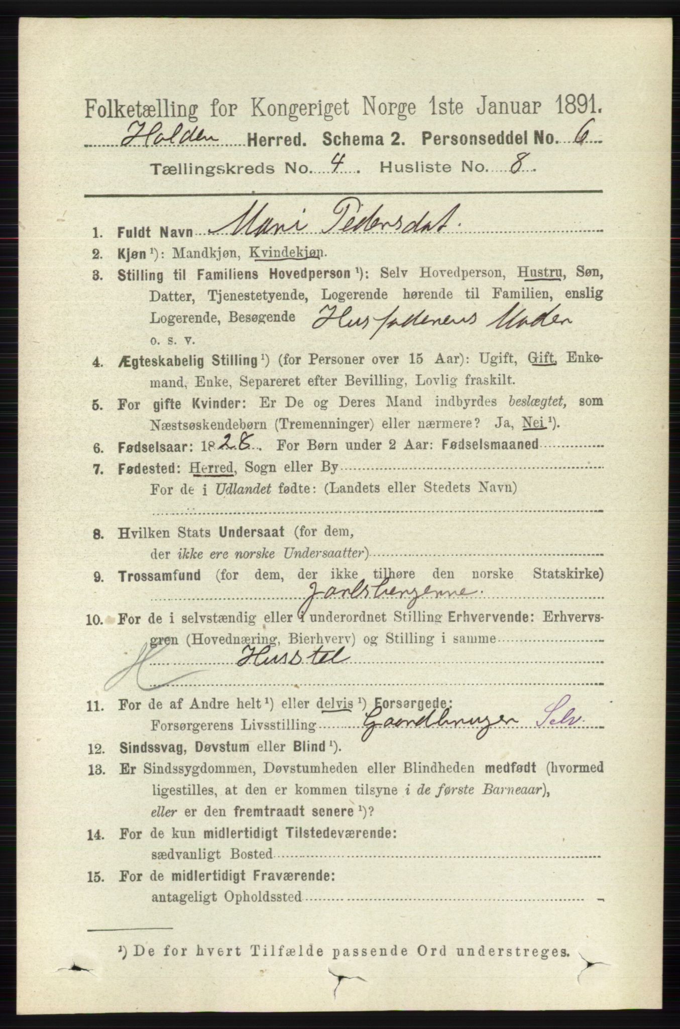 RA, 1891 census for 0819 Holla, 1891, p. 2301