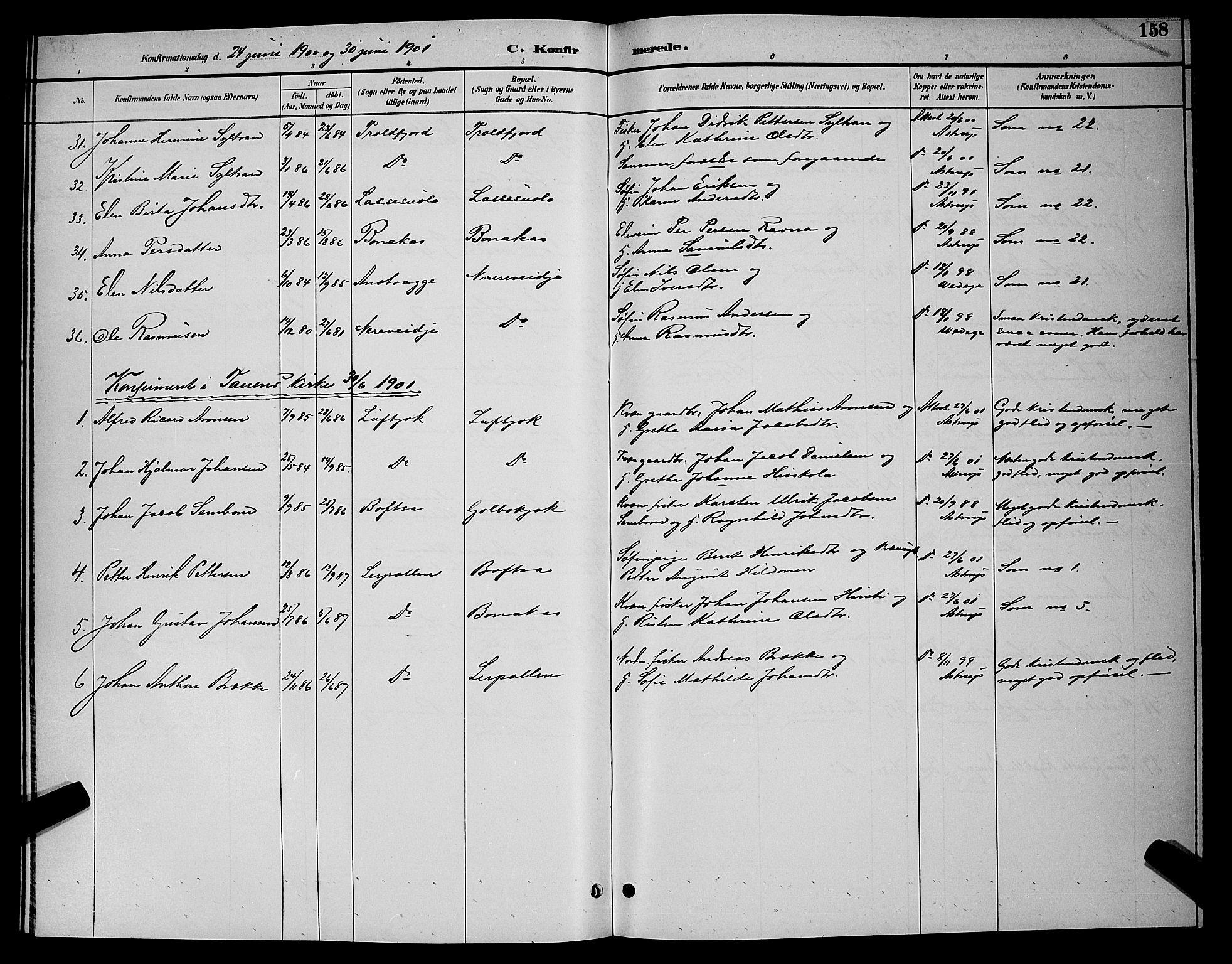 Tana sokneprestkontor, SATØ/S-1334/H/Hb/L0004klokker: Parish register (copy) no. 4, 1890-1903, p. 158